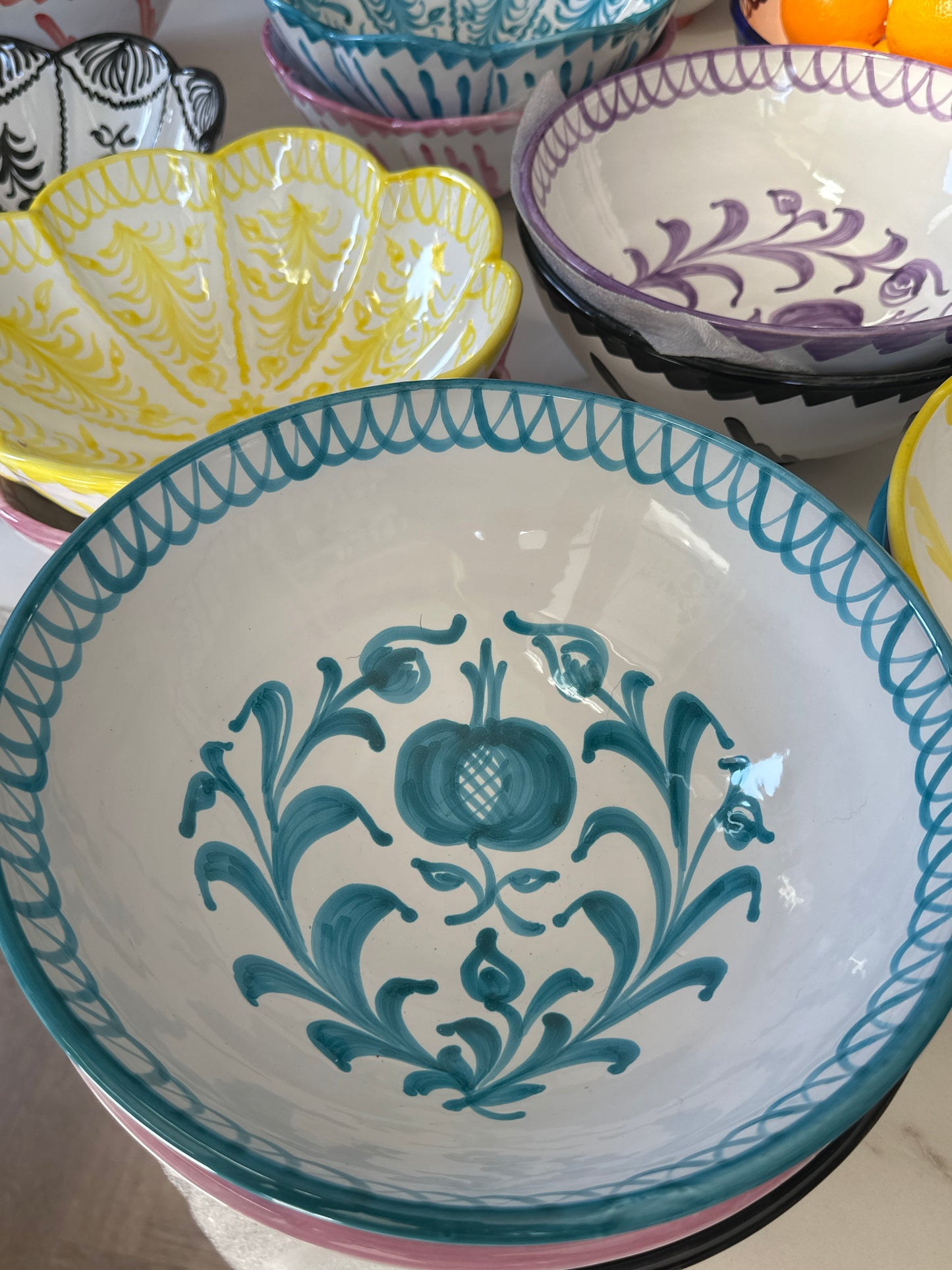 Spaanse Serveerschaal 27 cm Granada Turquoise | Rubia Cerámica