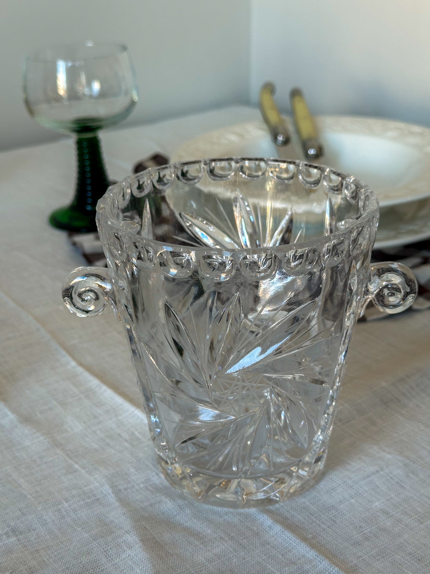 Vintage Glazen Wijnkoeler / IJsemmer Transparant met Oren - Ruby Conceptstore