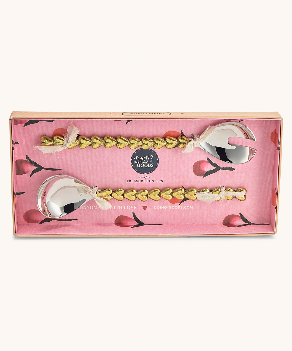 Doing goods - Holly Heart Salad Server Set in Giftbox