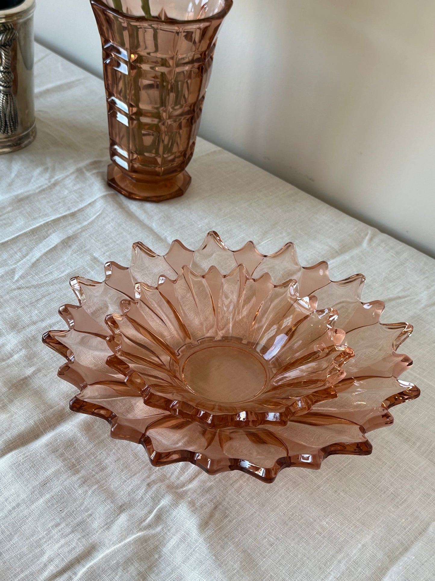 Vintage schalen set Rosaline glas - Ruby Conceptstore