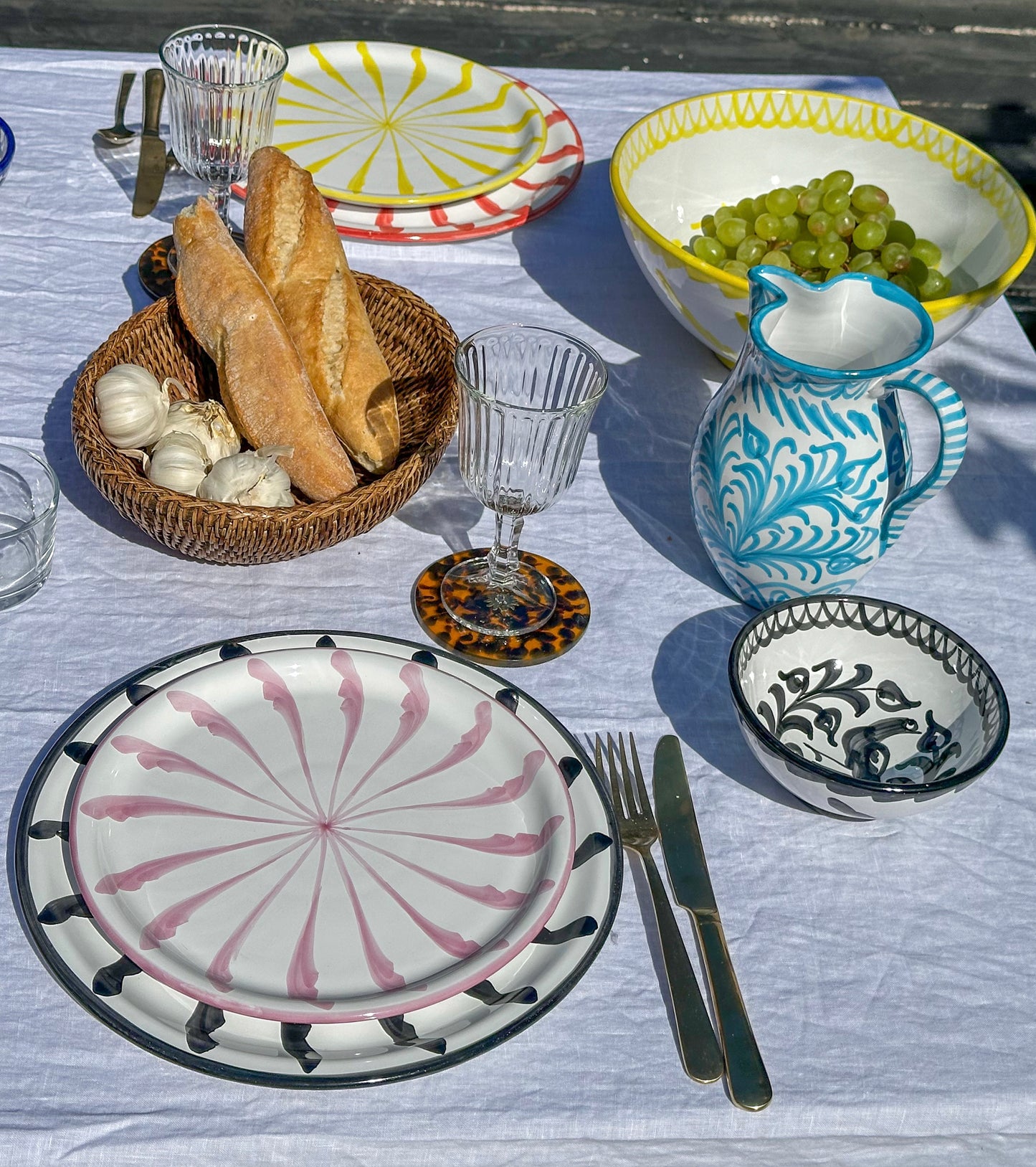 Bord 24 cm Palmetas Roze | Rubia Cerámica