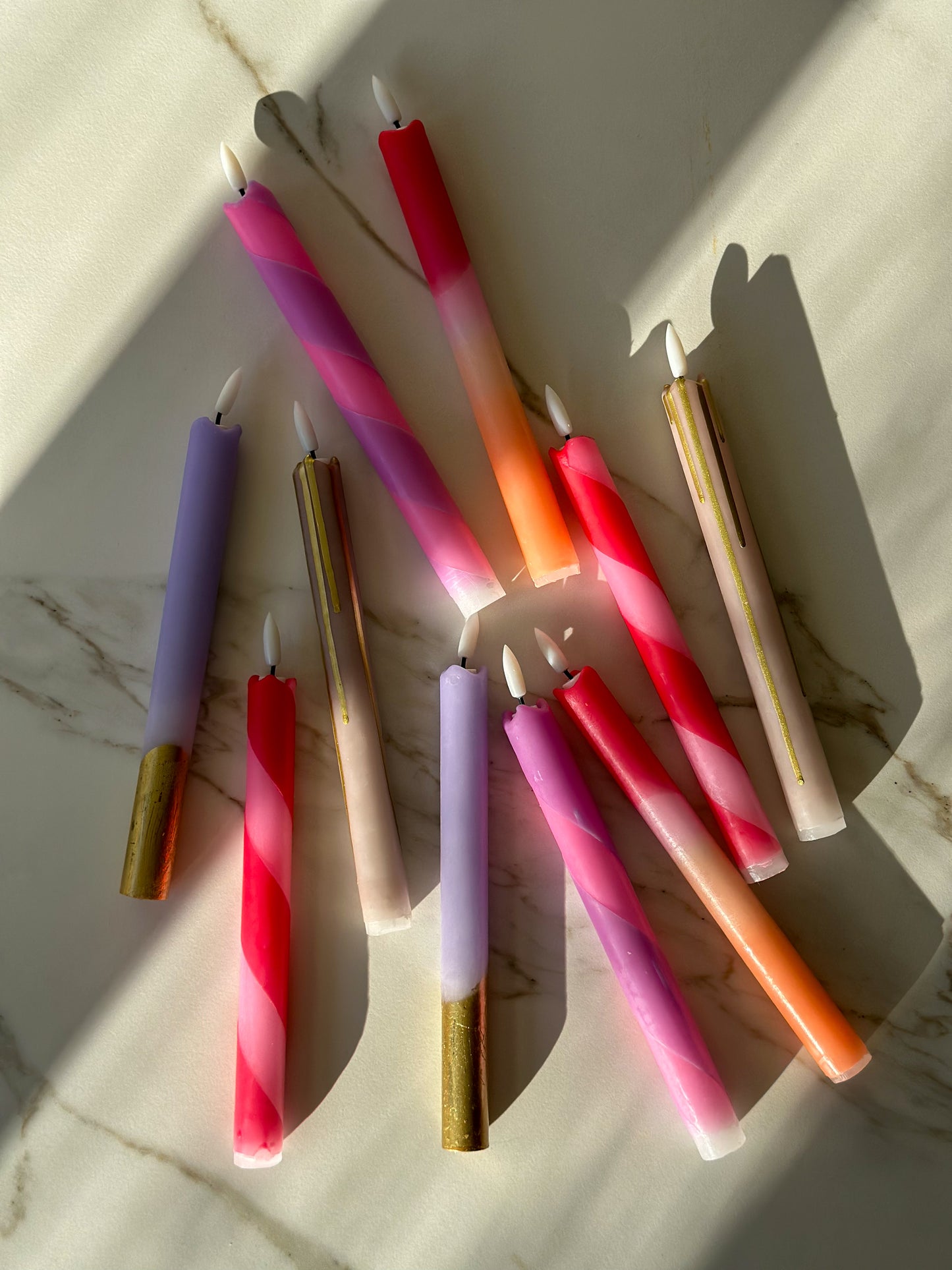 LED kaarsen roze paars zuurstok (2 stuks) - RUBY Conceptstore