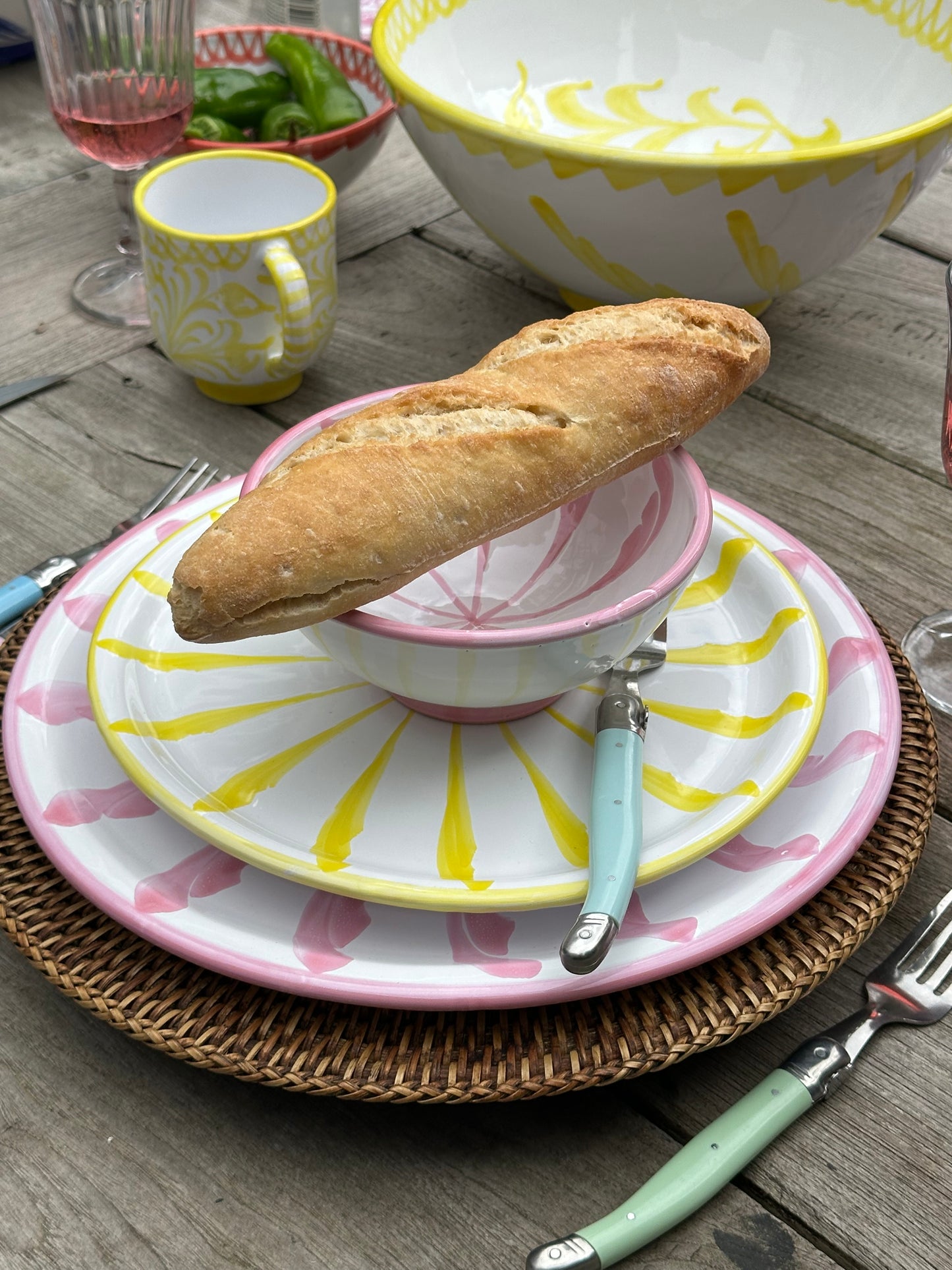 Spaanse bowl 15cm Palmetas Roze | Rubia Cerámica