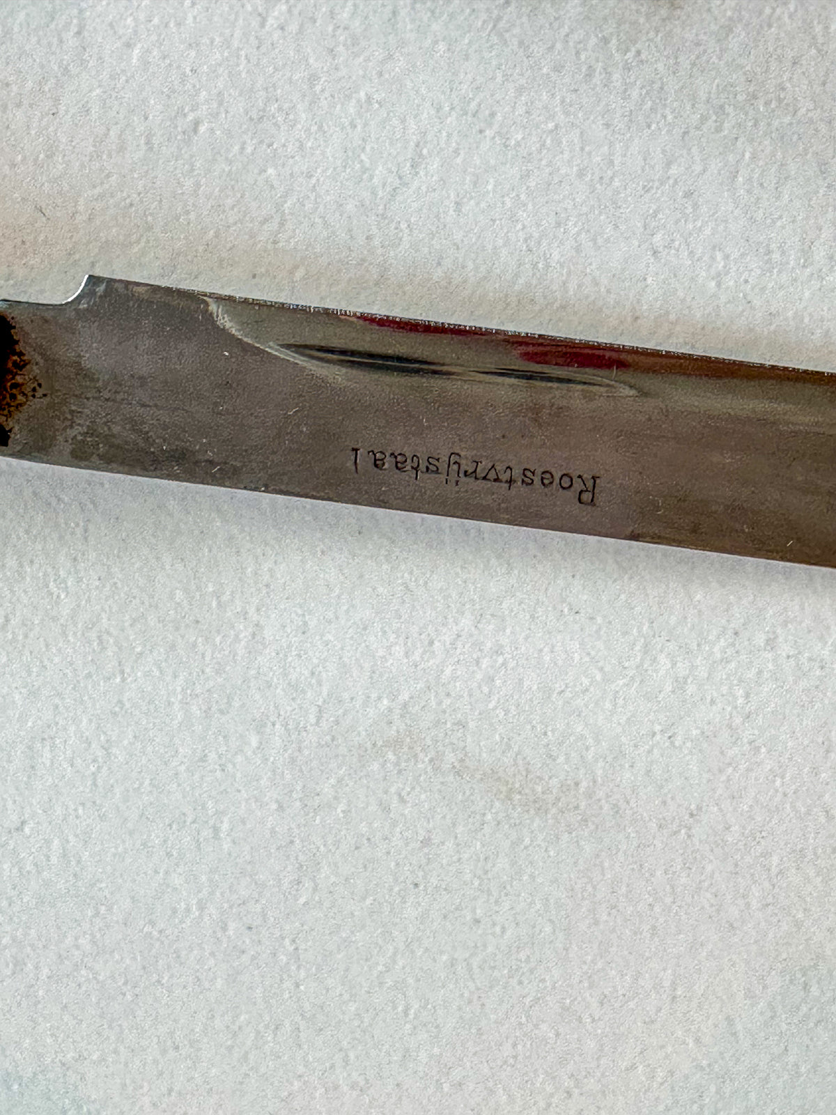 Vintage RVS messen met bamboe handvat & houder – set van 6