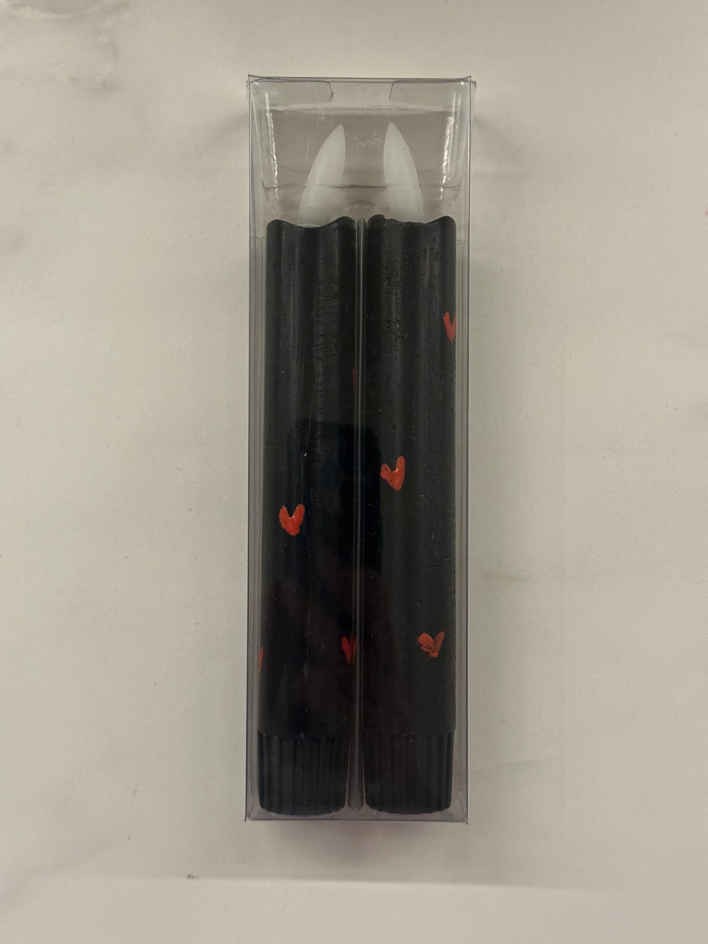 Korte LED kaarsen zwart hartjes - RUBY Conceptstore