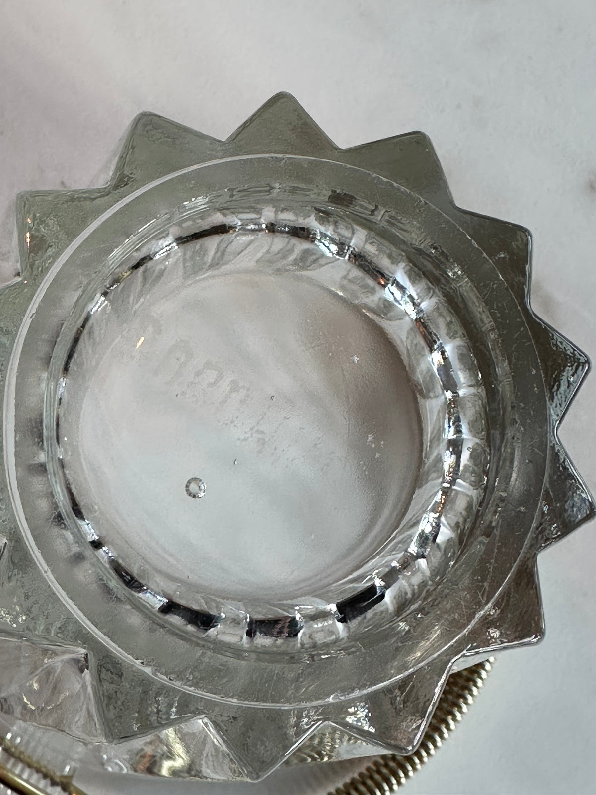 Vintage Glazen IJsemmer met Goudkleurig Hengsel