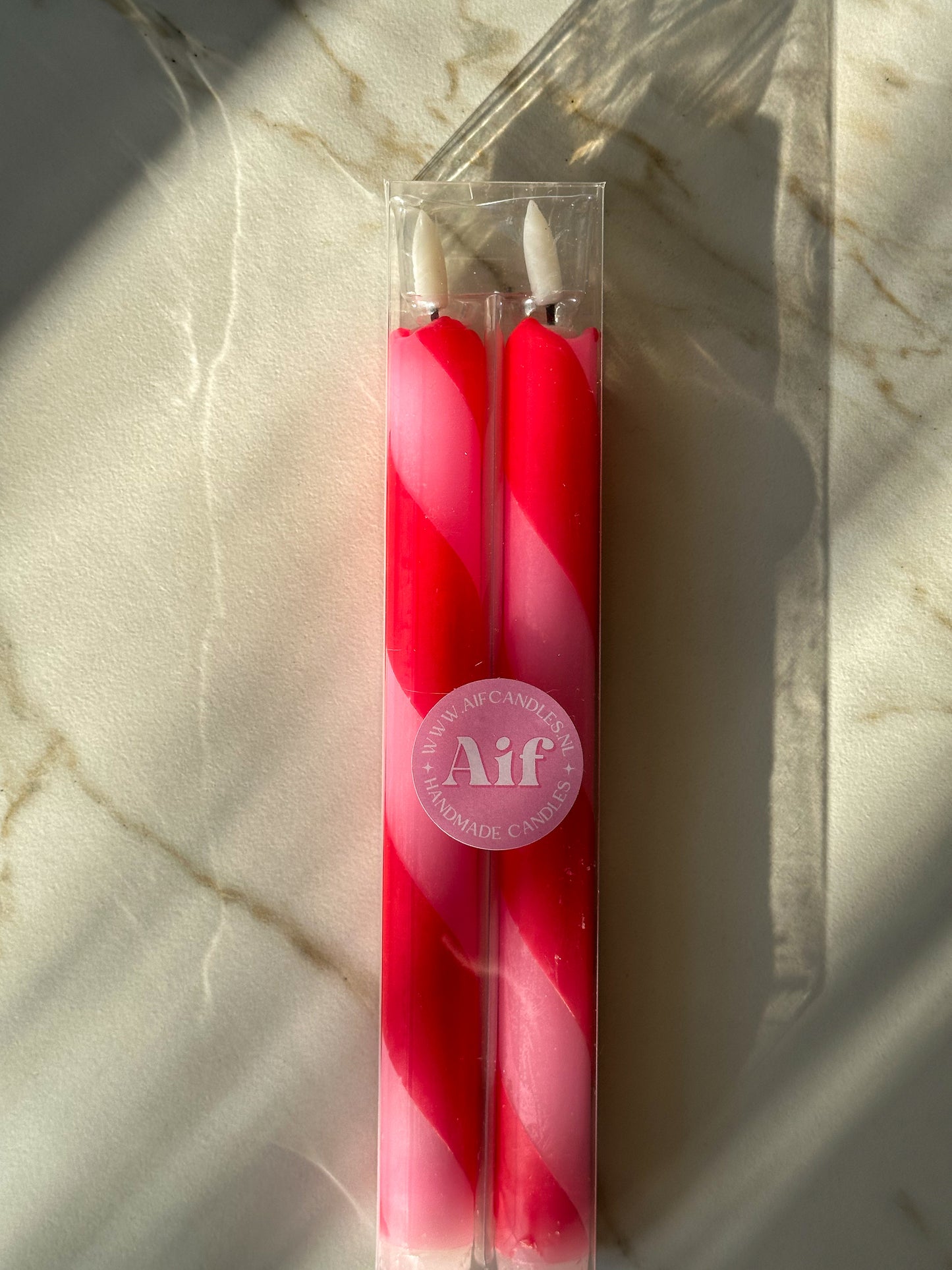 Led kaarsen rood roze Zuurstok (2 stuks) - RUBY Conceptstore