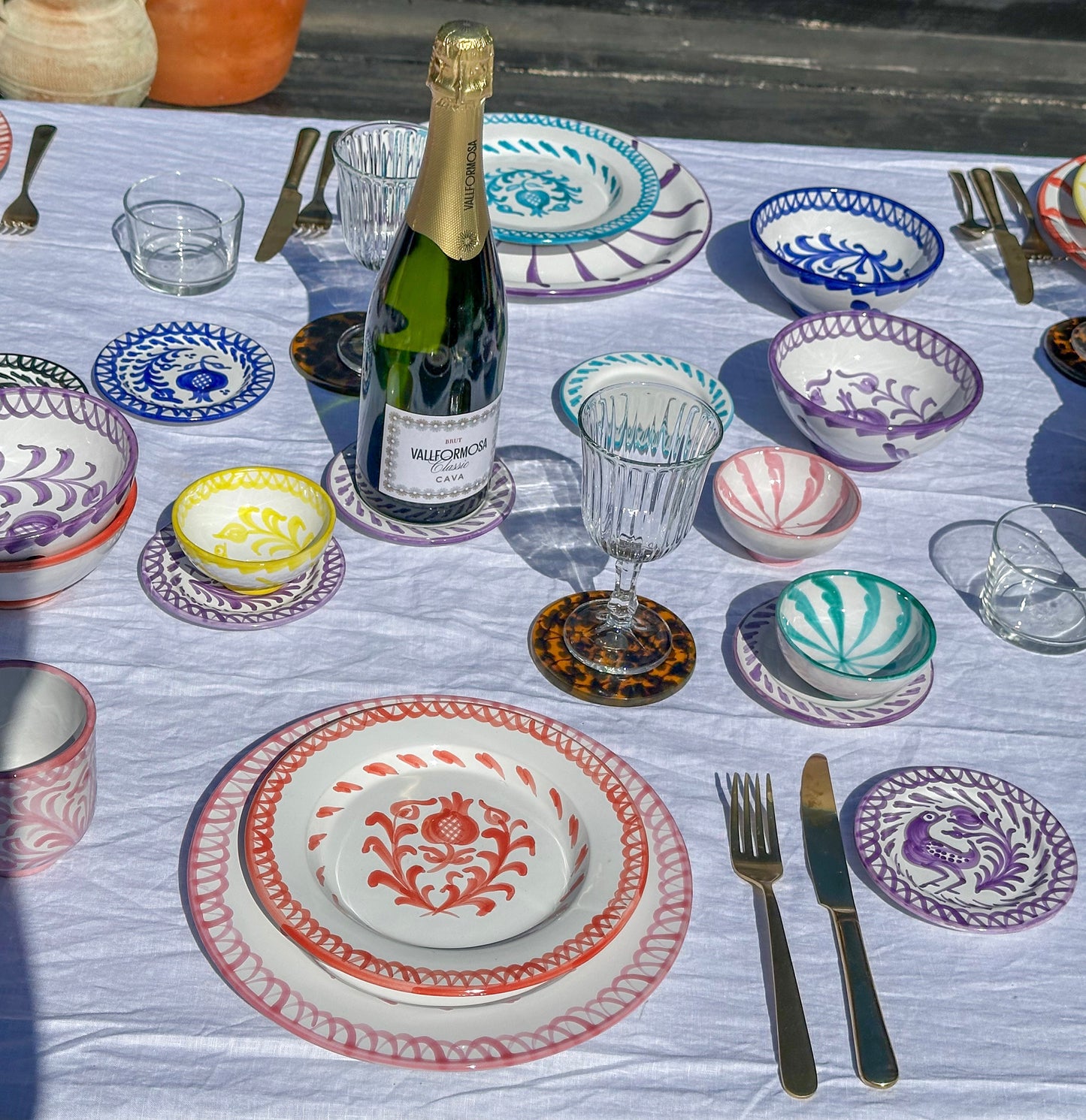 Tapasschaaltje 10 cm Palmetas Roze | Rubia Cerámica