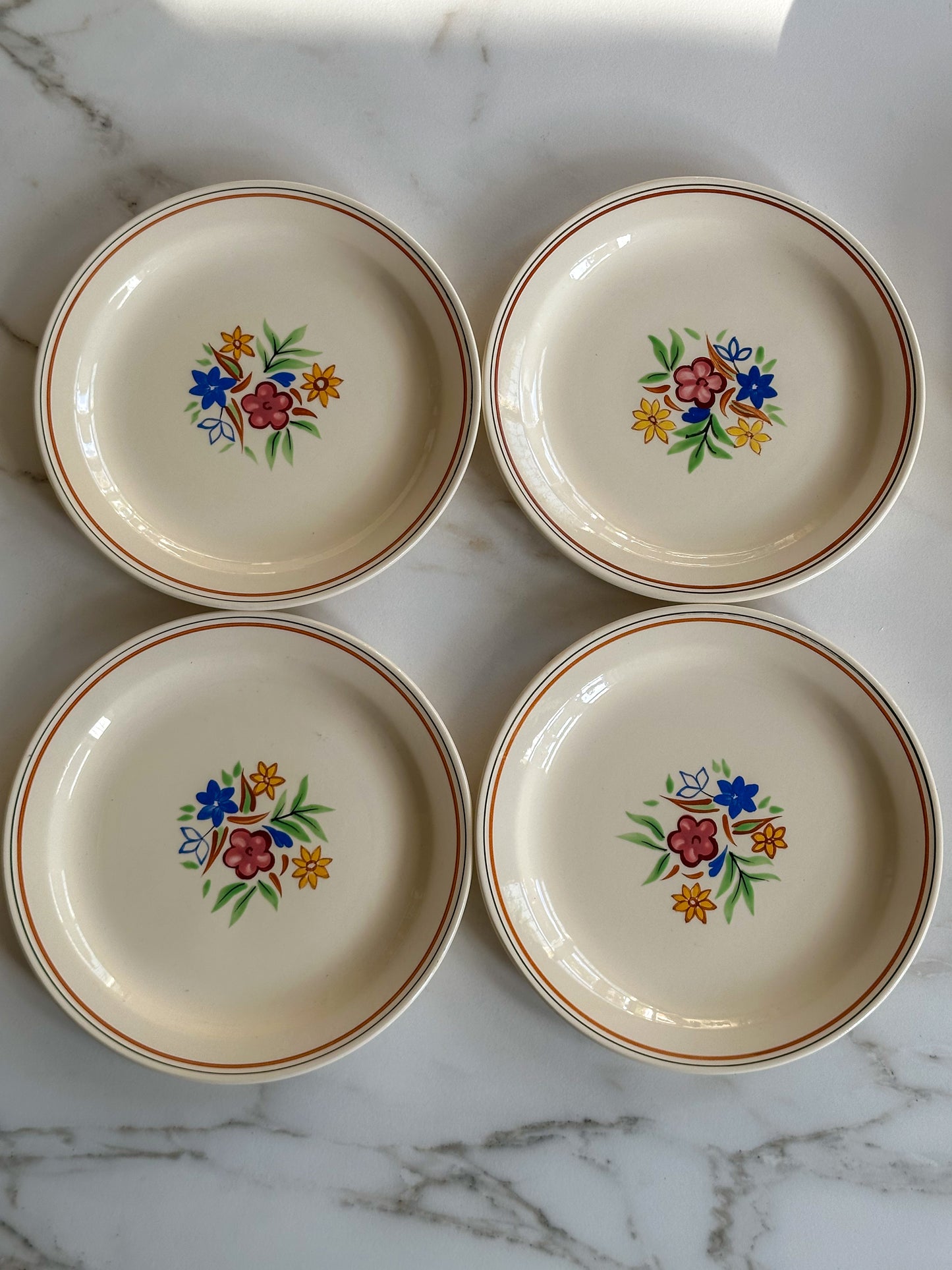 Vintage Franse borden Saint-Amand stijl - set van 4 - Ruby Conceptstore