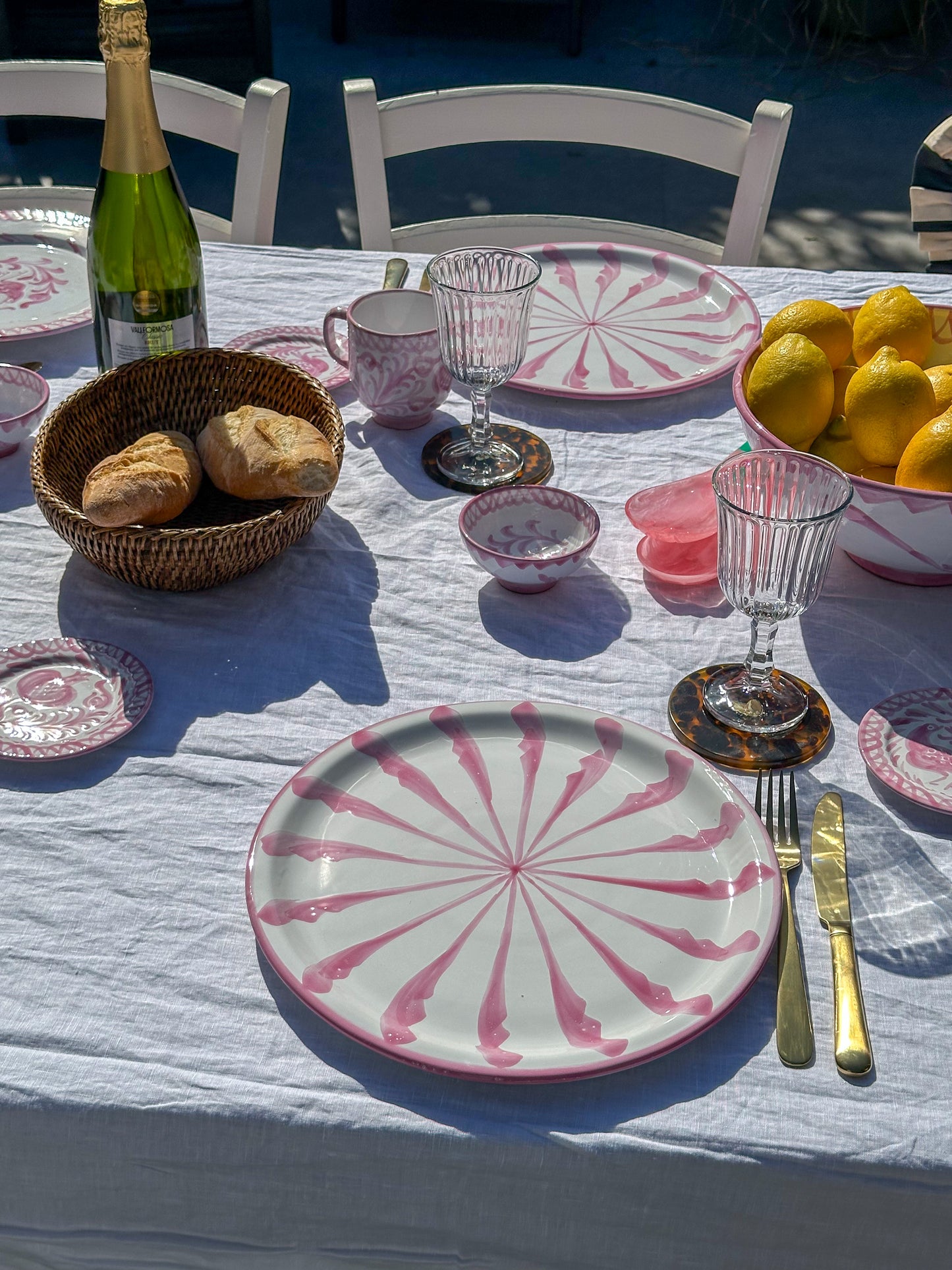 Bord 29 cm Palmetas roze | Rubia Cerámica