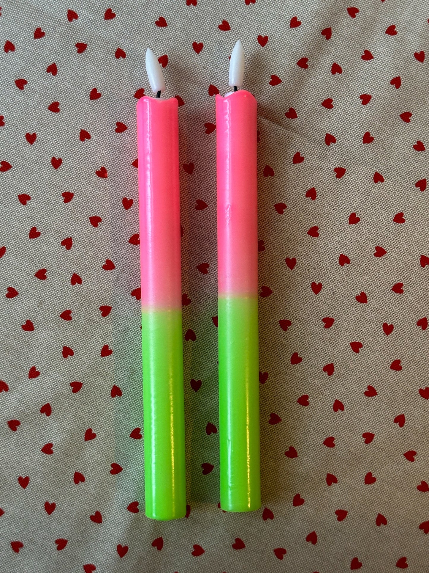 Led kaarsen dip dye roze groen (2 stuks) - RUBY Conceptstore