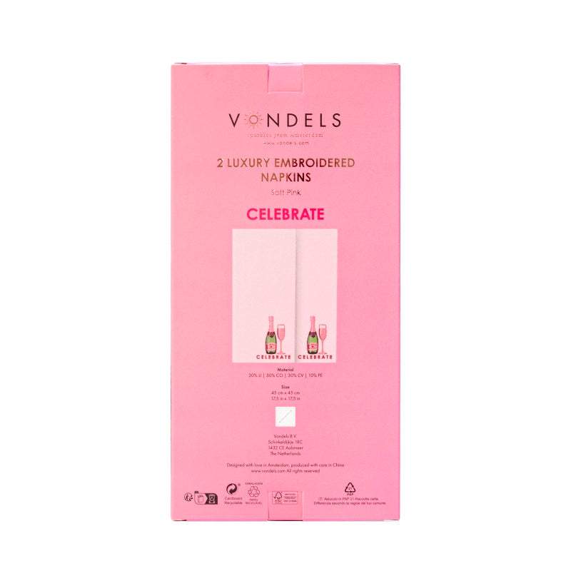 Vondels - Katoenen servetten CELEBRATE Roze (set van 2) - RUBY Conceptstore