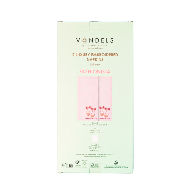 Vondels - Katoenen servetten FASHIONISTA Roze (set van 2) - RUBY Conceptstore