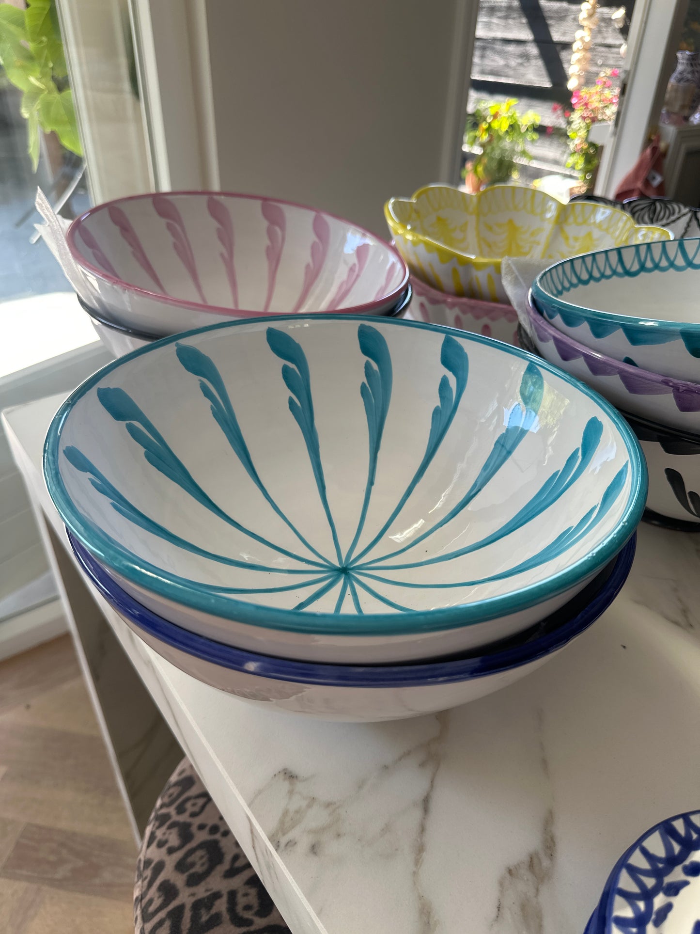 Serveerschaal 27 cm Palmetas Turquoise | Rubia Cerámica