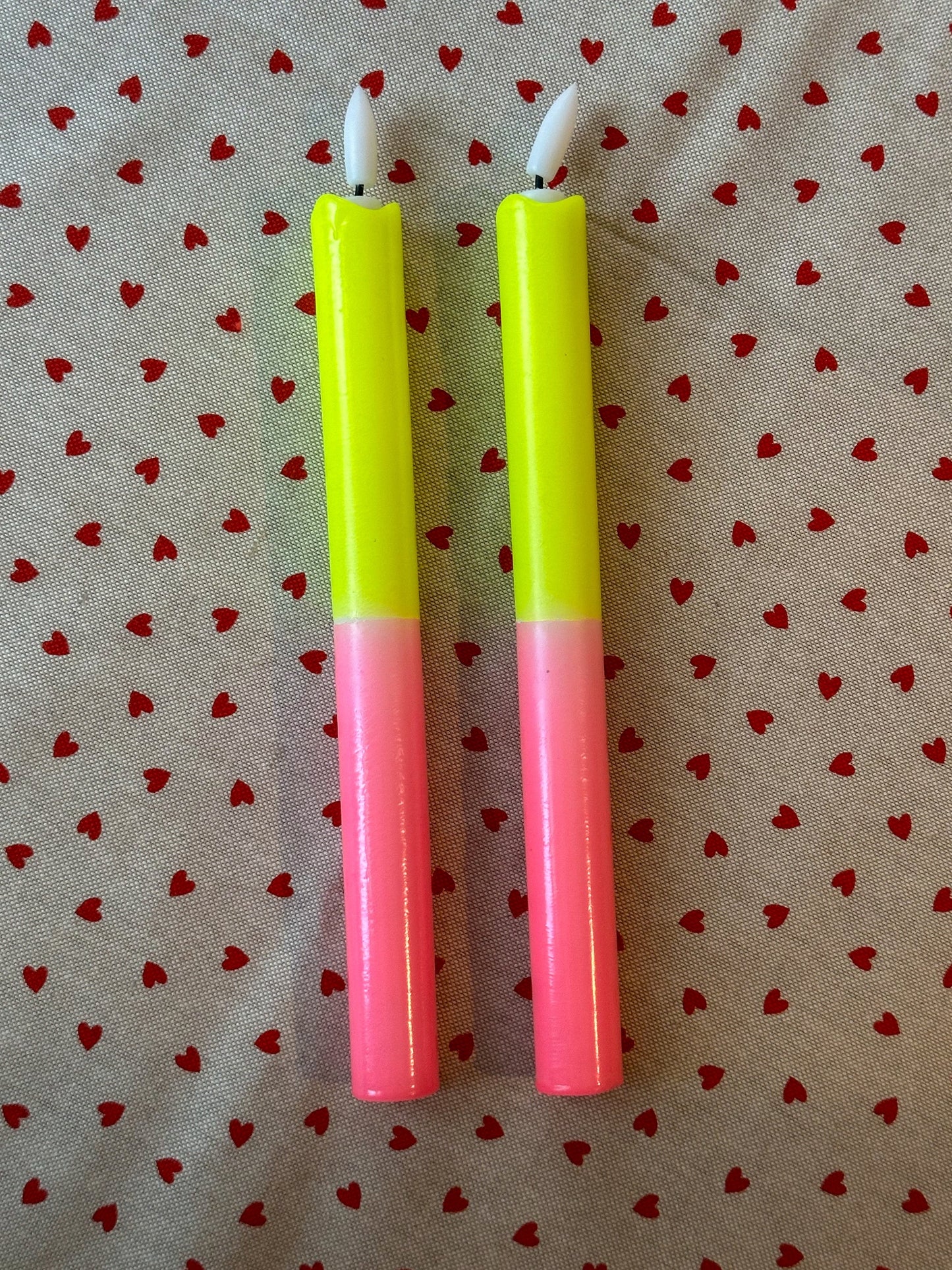 LED Kaarsen dip dye geel roze (2 stuks) - RUBY Conceptstore