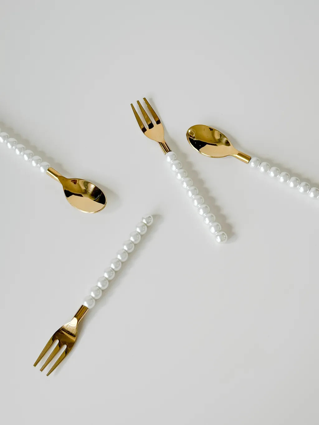 Lepelclub - Set van 2 gouden vorkjes met parels - RUBY Conceptstore