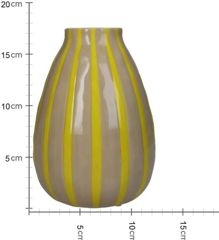 Vaas met gele strepen 19 cm - RUBY Conceptstore