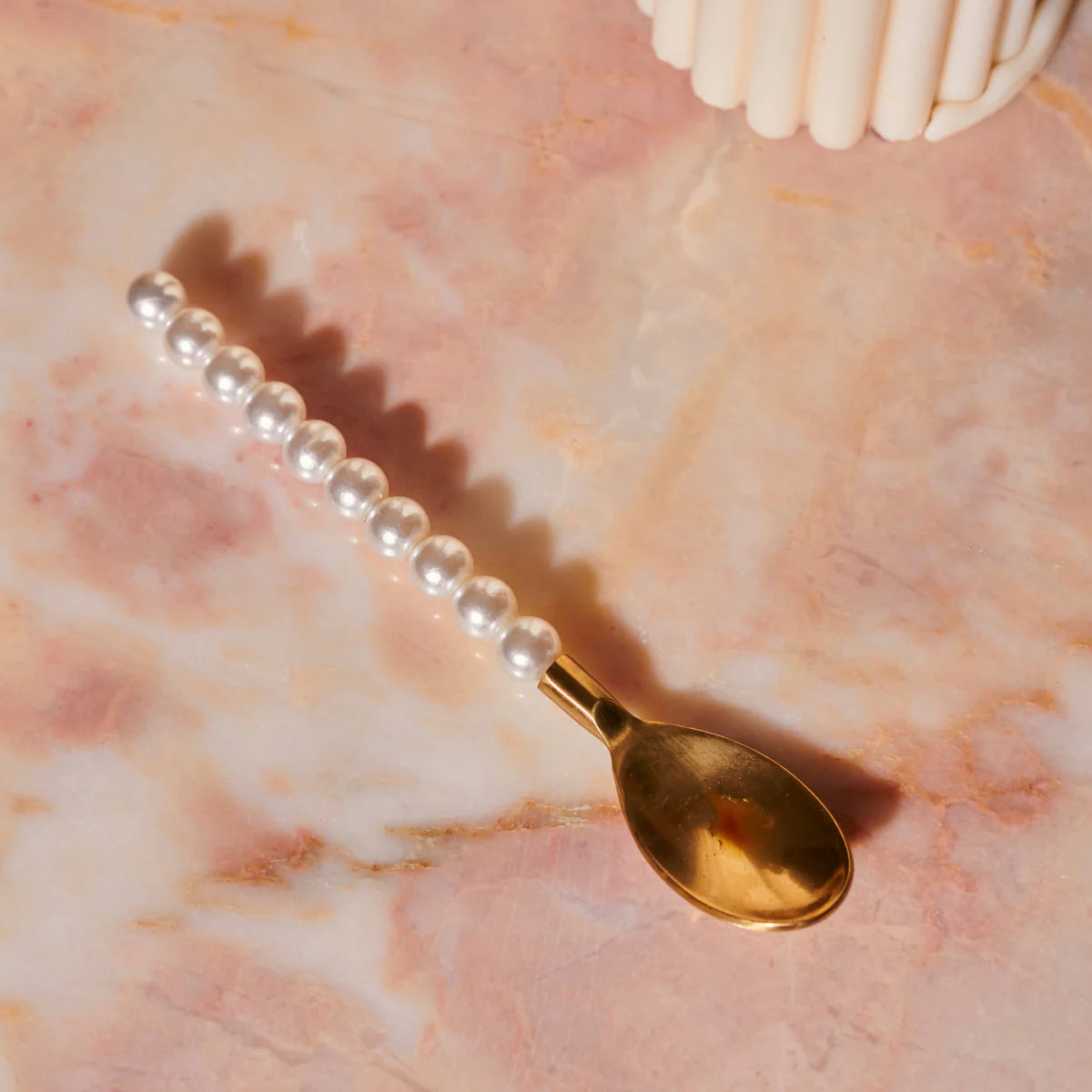 Set van 2 gouden lepeltjes met parels - RUBY Conceptstore
