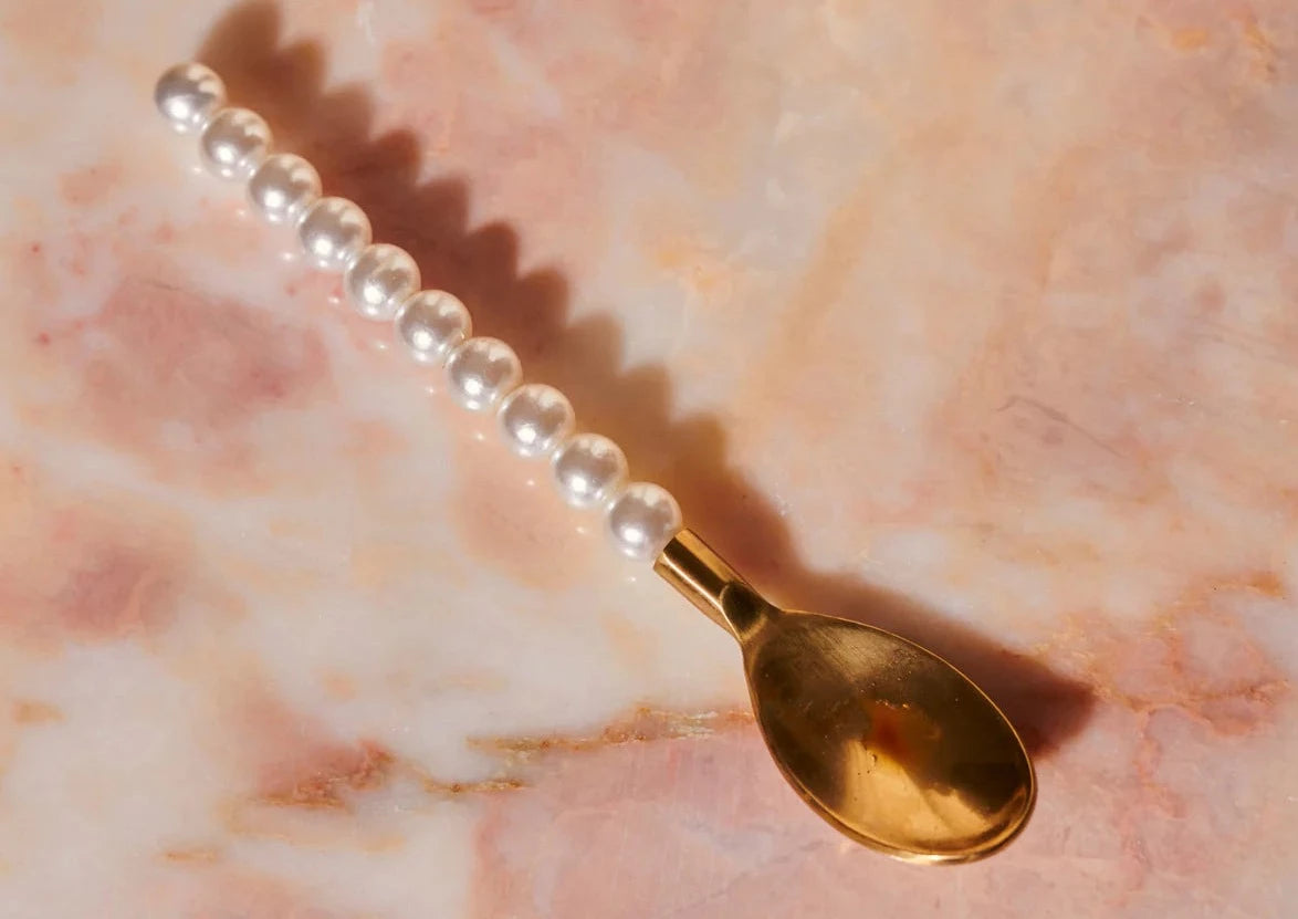 Set van 2 gouden lepeltjes met parels - RUBY Conceptstore
