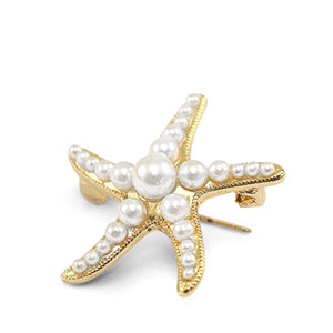 Broche zeester met parels - Goudkleurig statement accessoire - Ruby Conceptstore