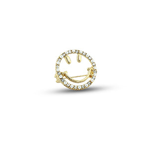 Broche smiley goud met parels - Ruby Conceptstore