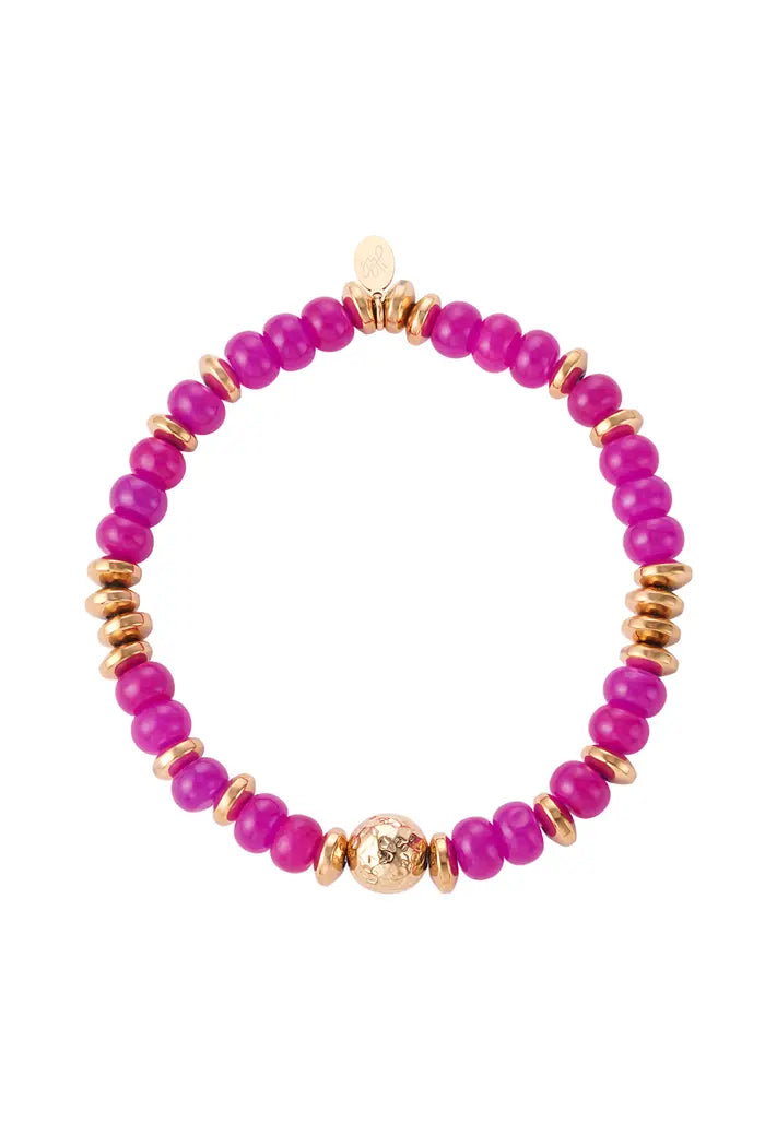 Armband met grote roze en gouden kralen - RUBY Conceptstore