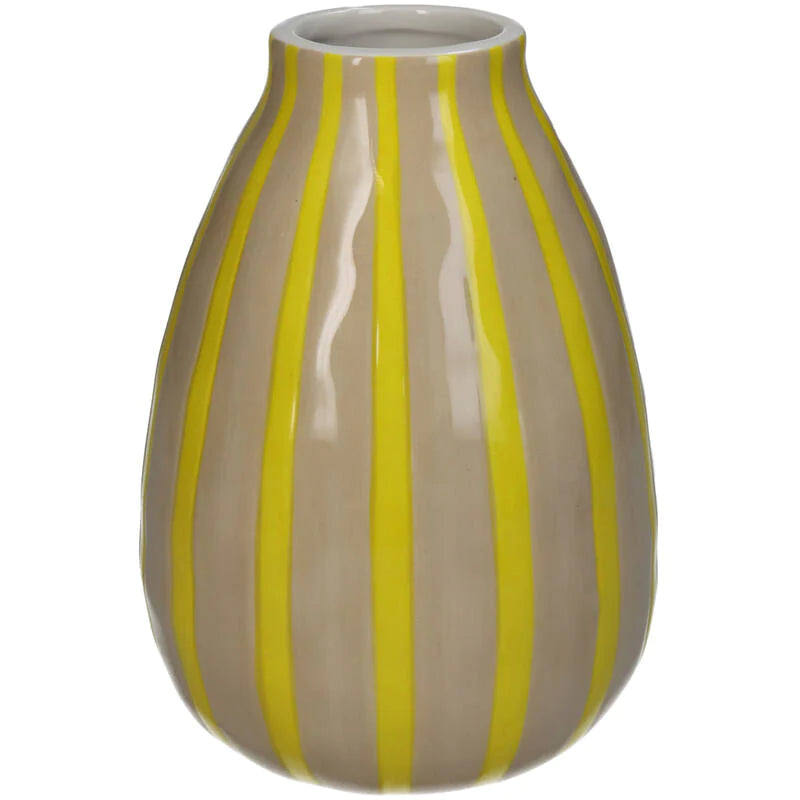 Vaas met gele strepen 19 cm - RUBY Conceptstore