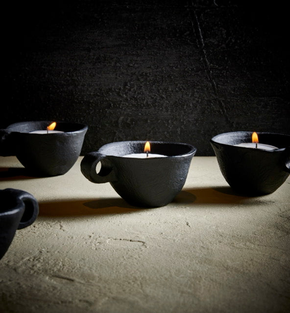 Theelichthouder zwart met oortje - RUBY Conceptstore