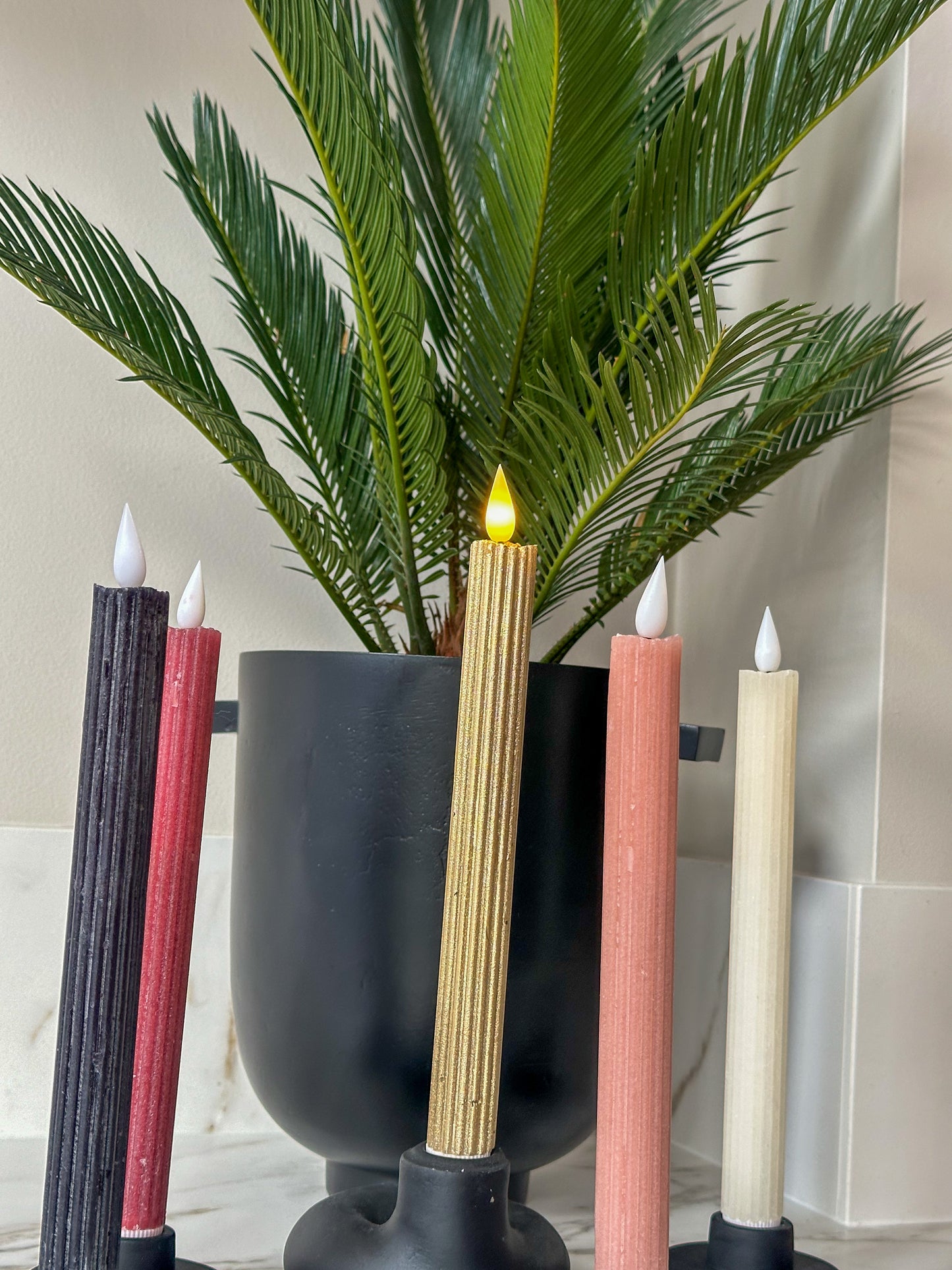 LED kaarsen roze ribbel (2 stuks) - RUBY Conceptstore