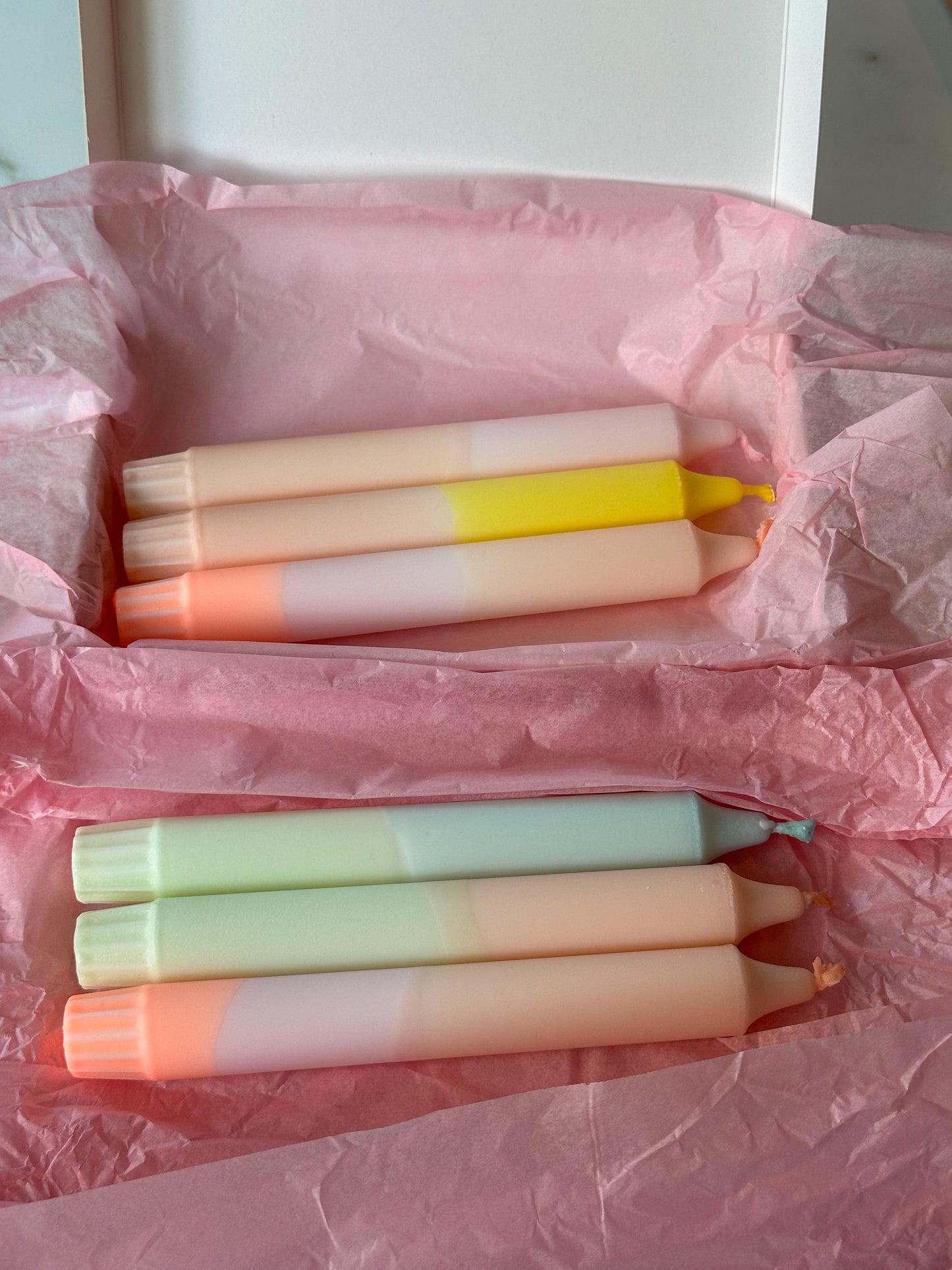 Kaarsen dip dye box rustige kleuren - RUBY Conceptstore