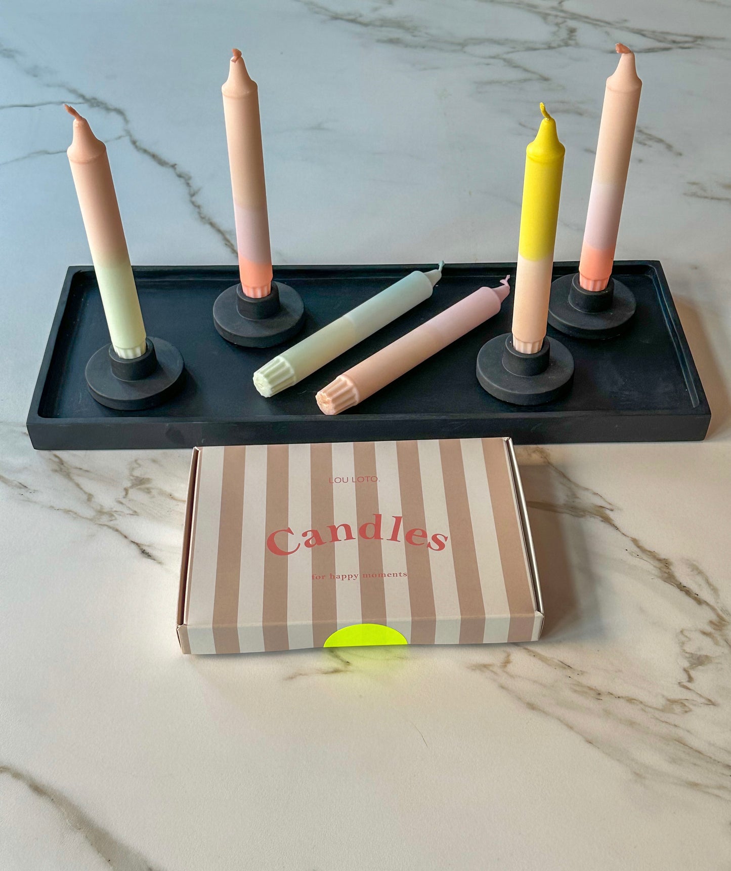 Kaarsen dip dye box rustige kleuren - RUBY Conceptstore