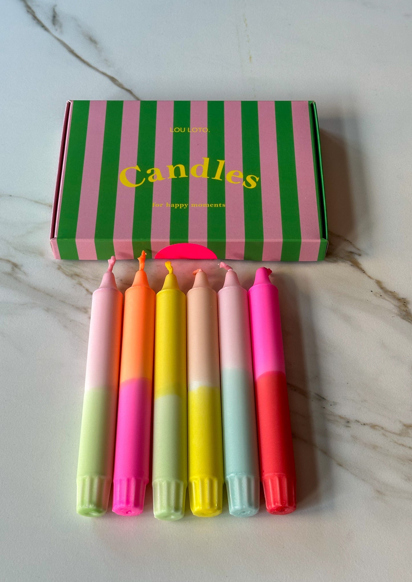 Kaarsen dip dye box kleurrijk - RUBY Conceptstore