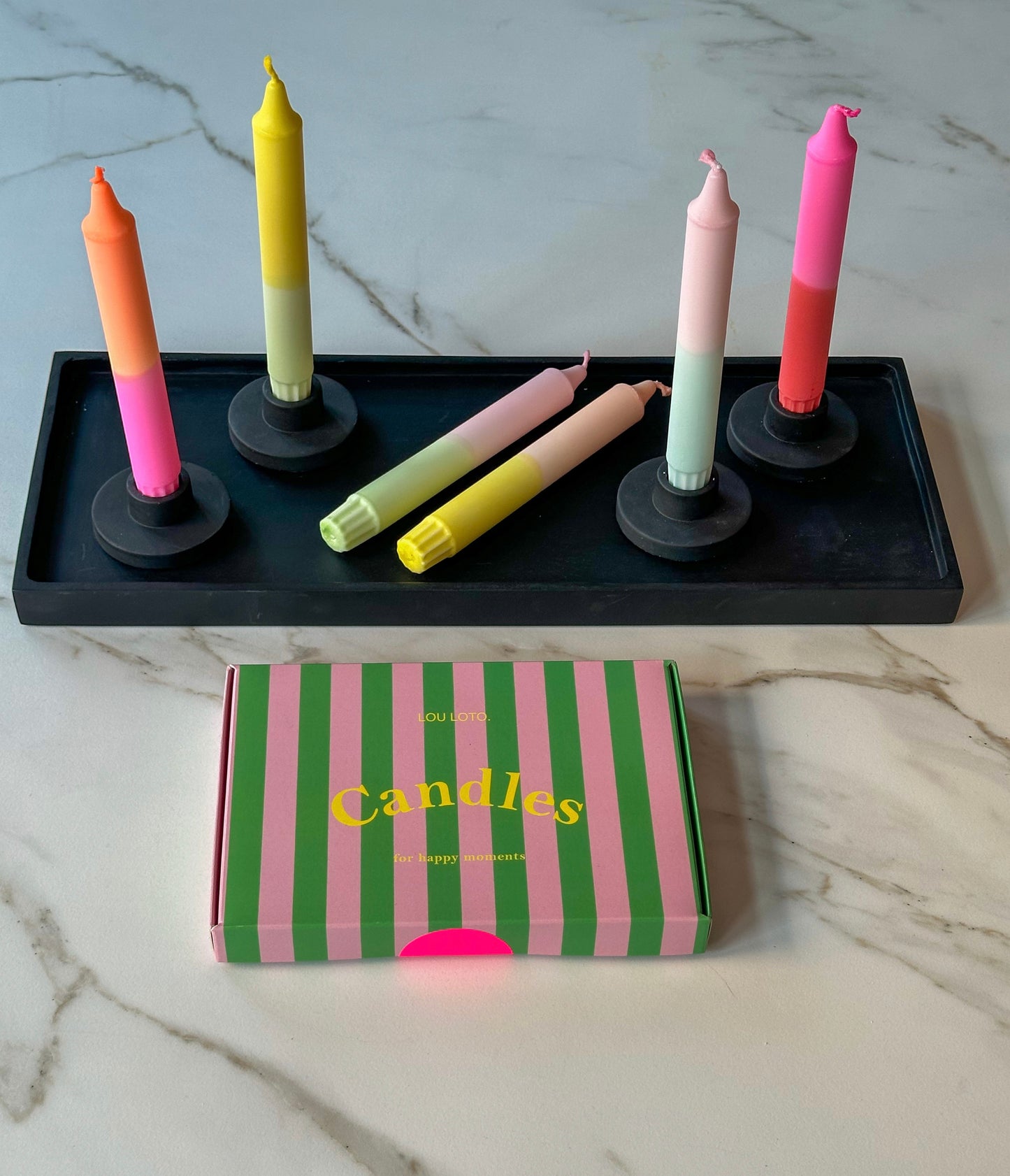 Kaarsen dip dye box kleurrijk - RUBY Conceptstore
