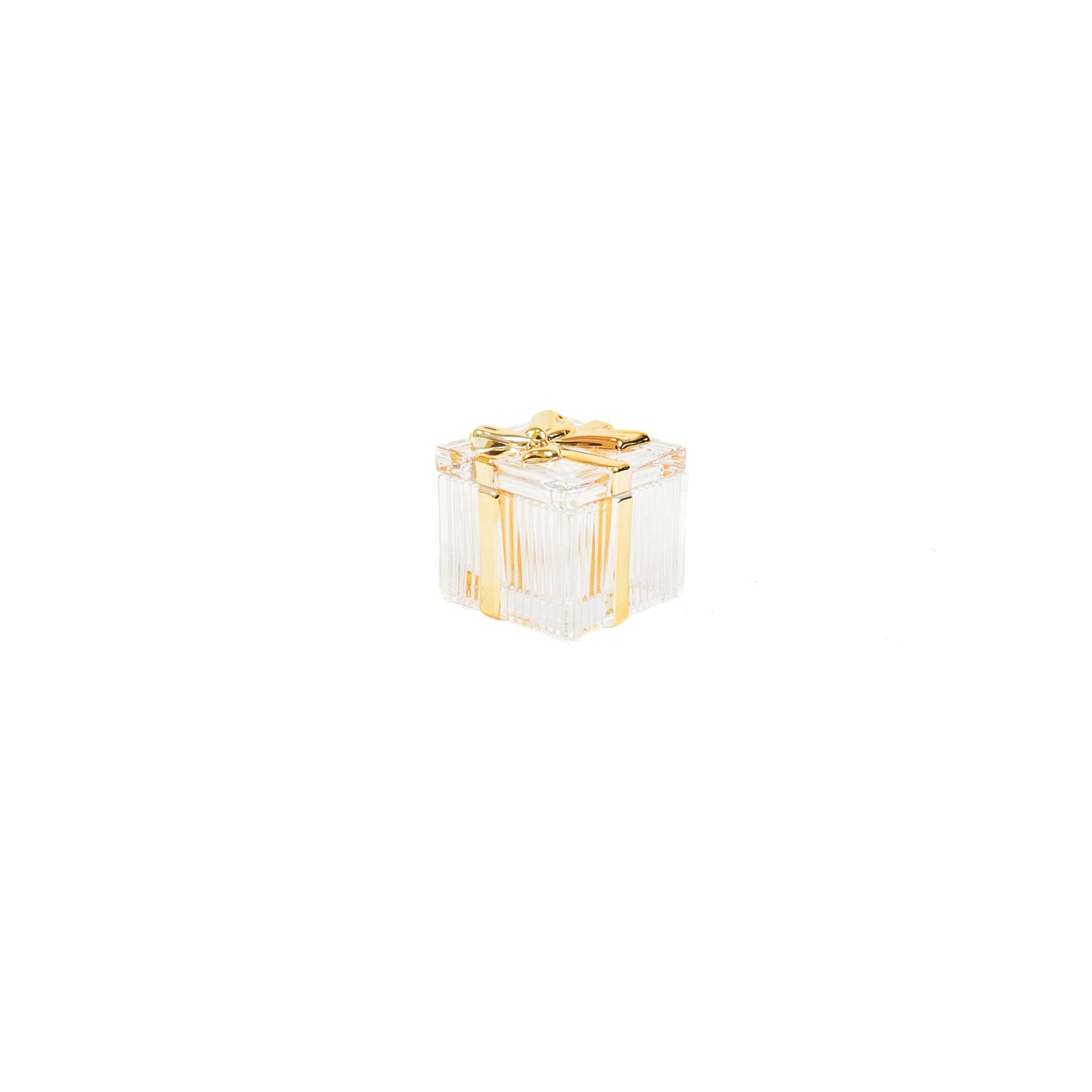 Glazen Vierkante Opbergdoosje met Gouden Strik - RUBY Conceptstore