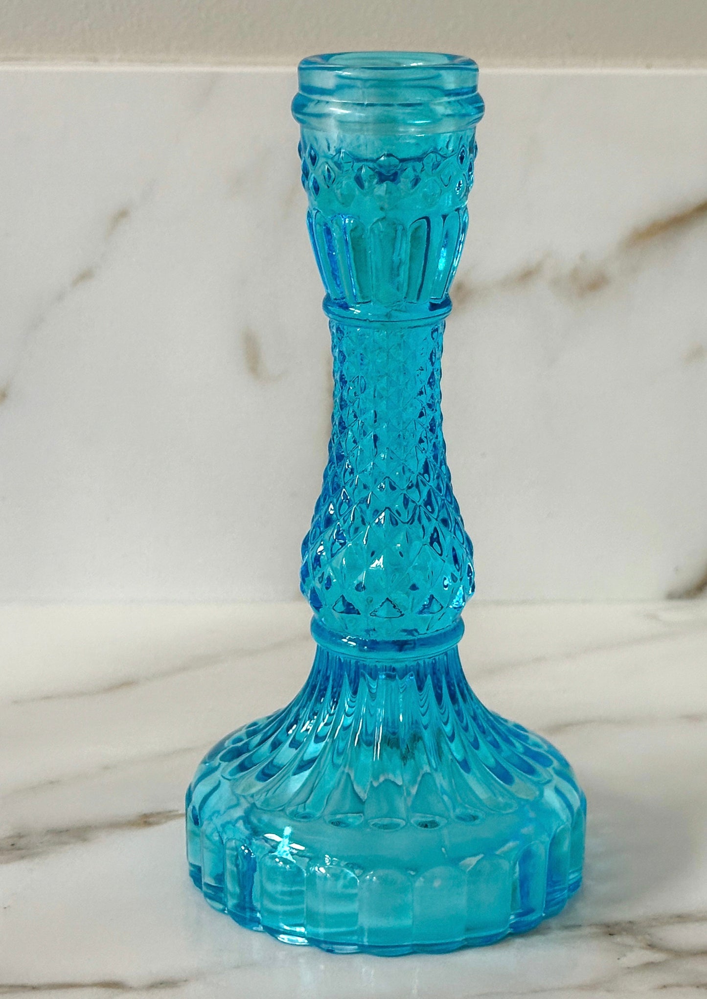 Glazen kandelar blauw