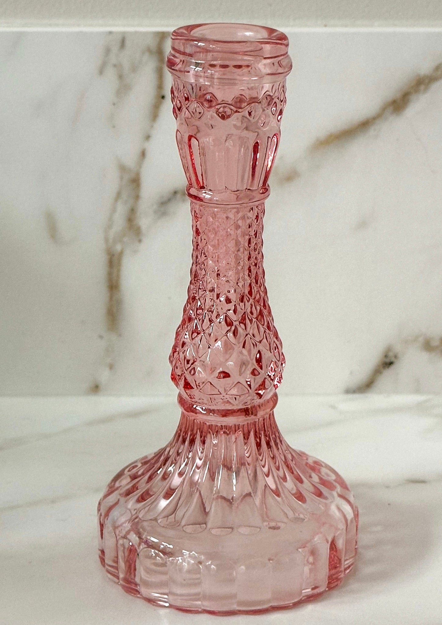 glazen kandelaar roze