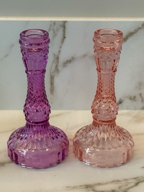 Glazen kandelaar Roze - RUBY Conceptstore
