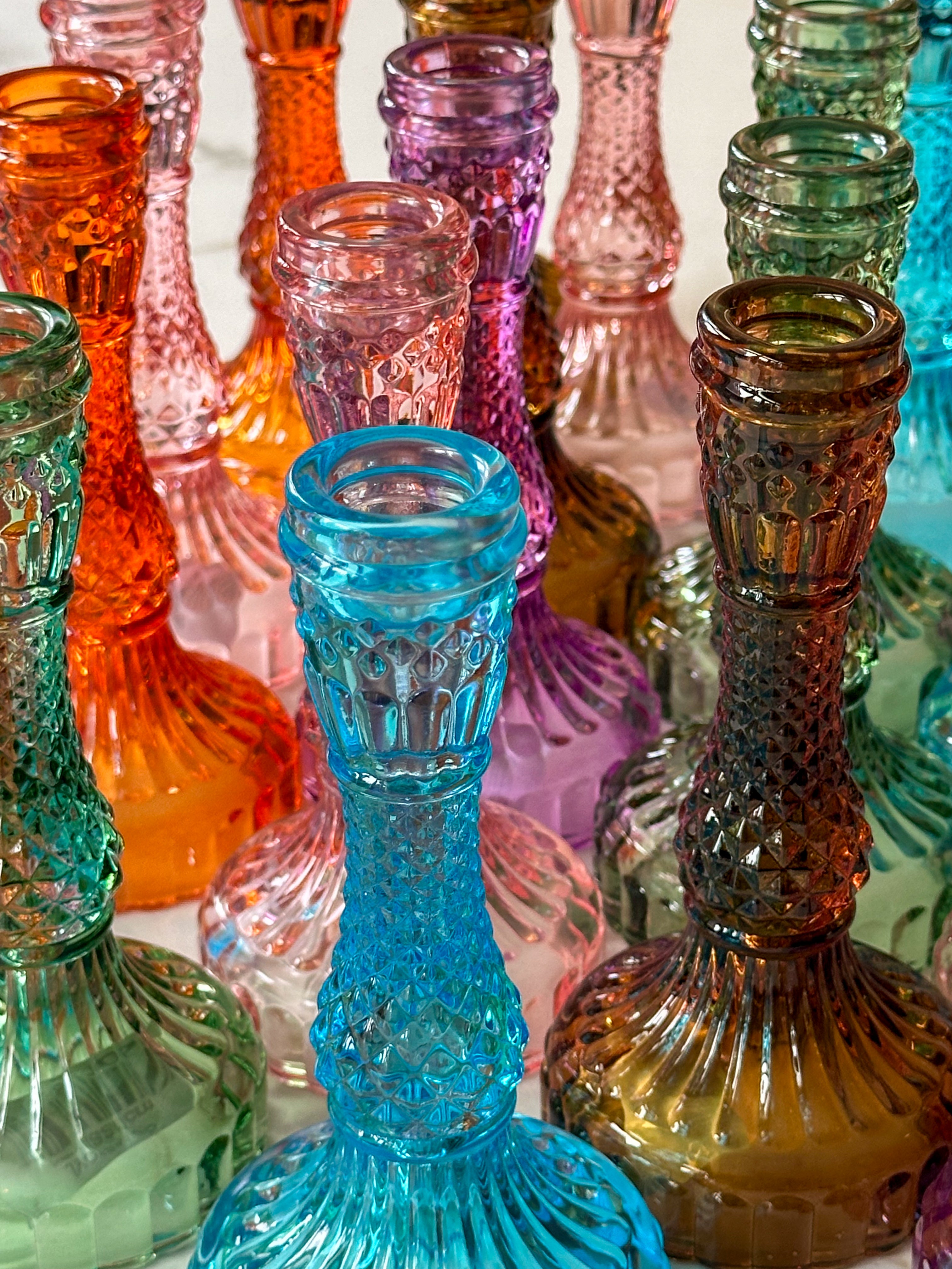 Glazen kandelaar Turquoise - RUBY Conceptstore