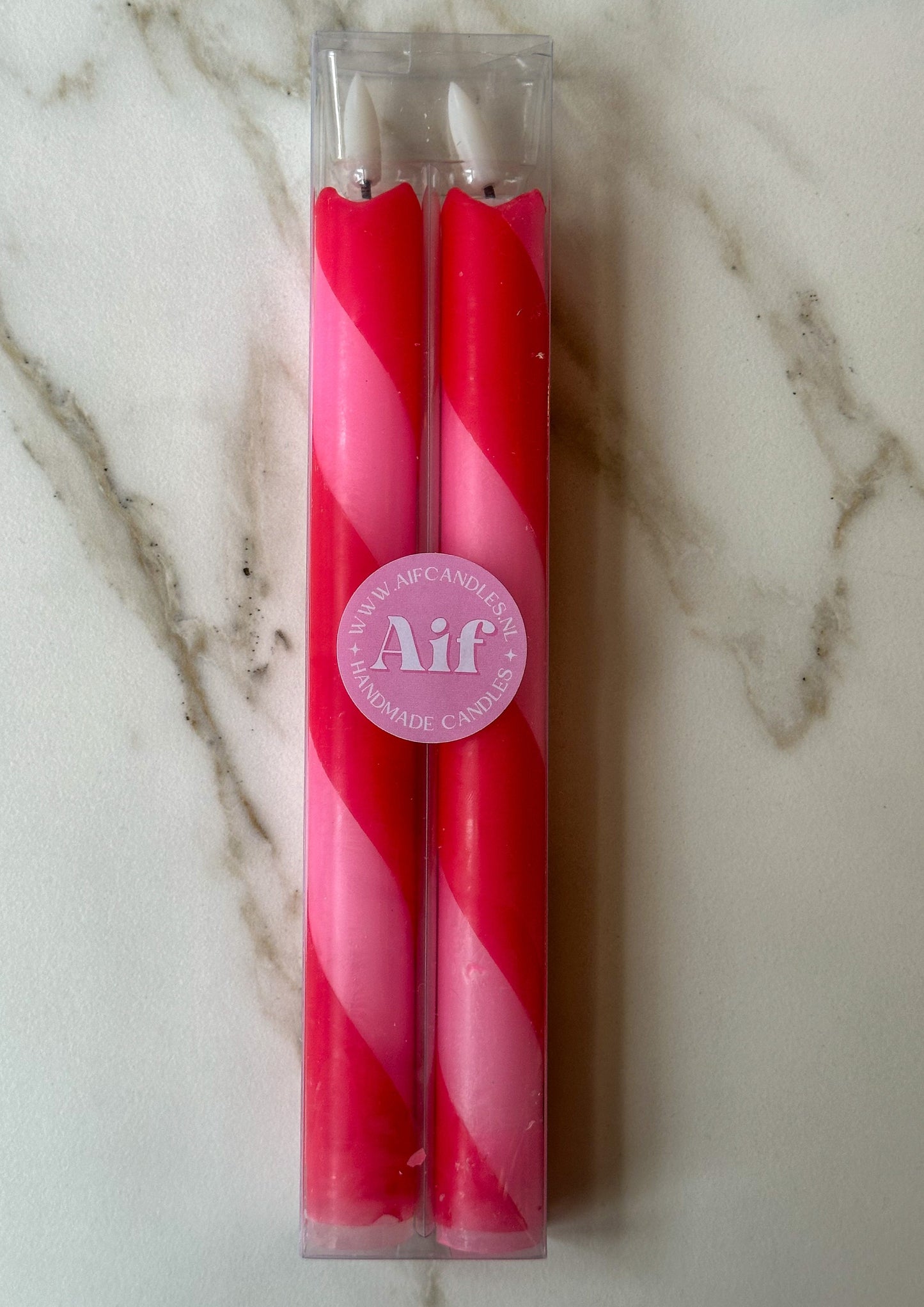 Led kaarsen rood roze Zuurstok (2 stuks) - RUBY Conceptstore