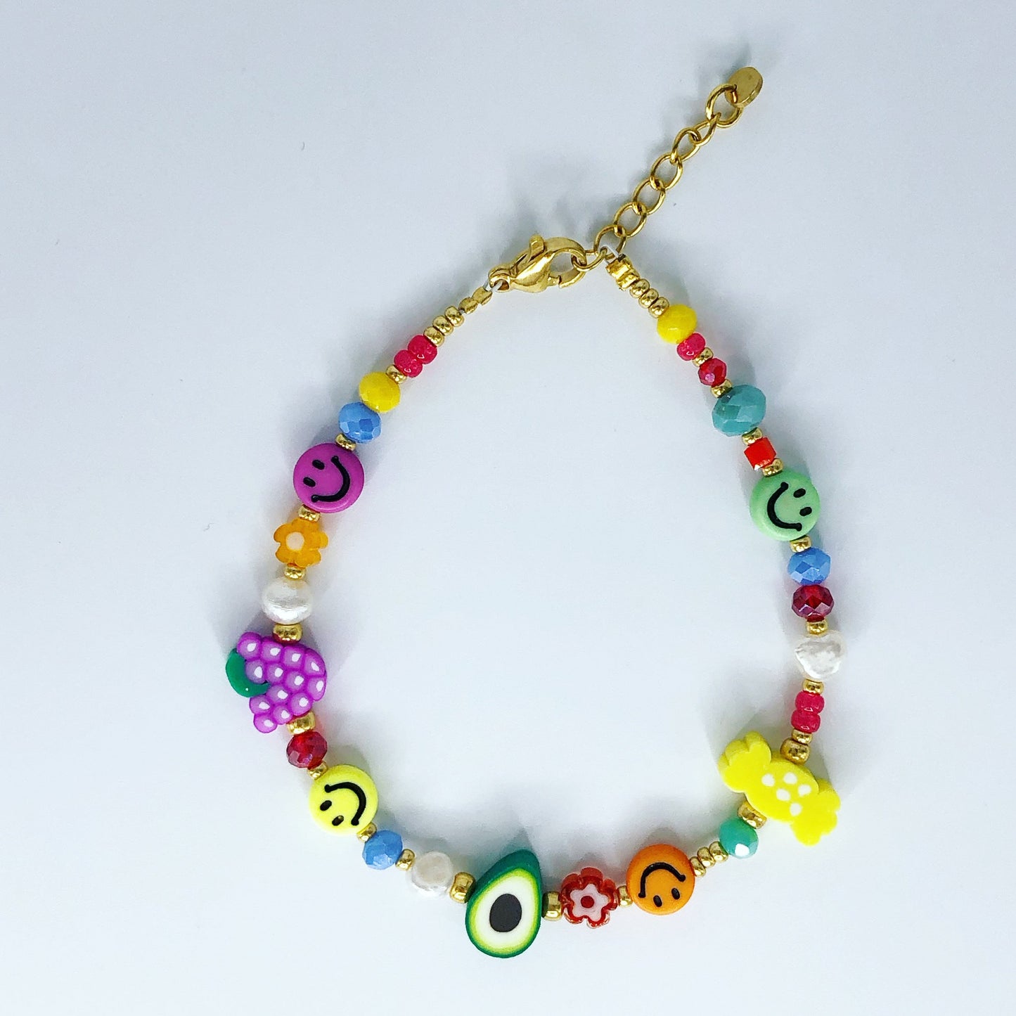 armband kralen kleurrijk smiley vrolijk