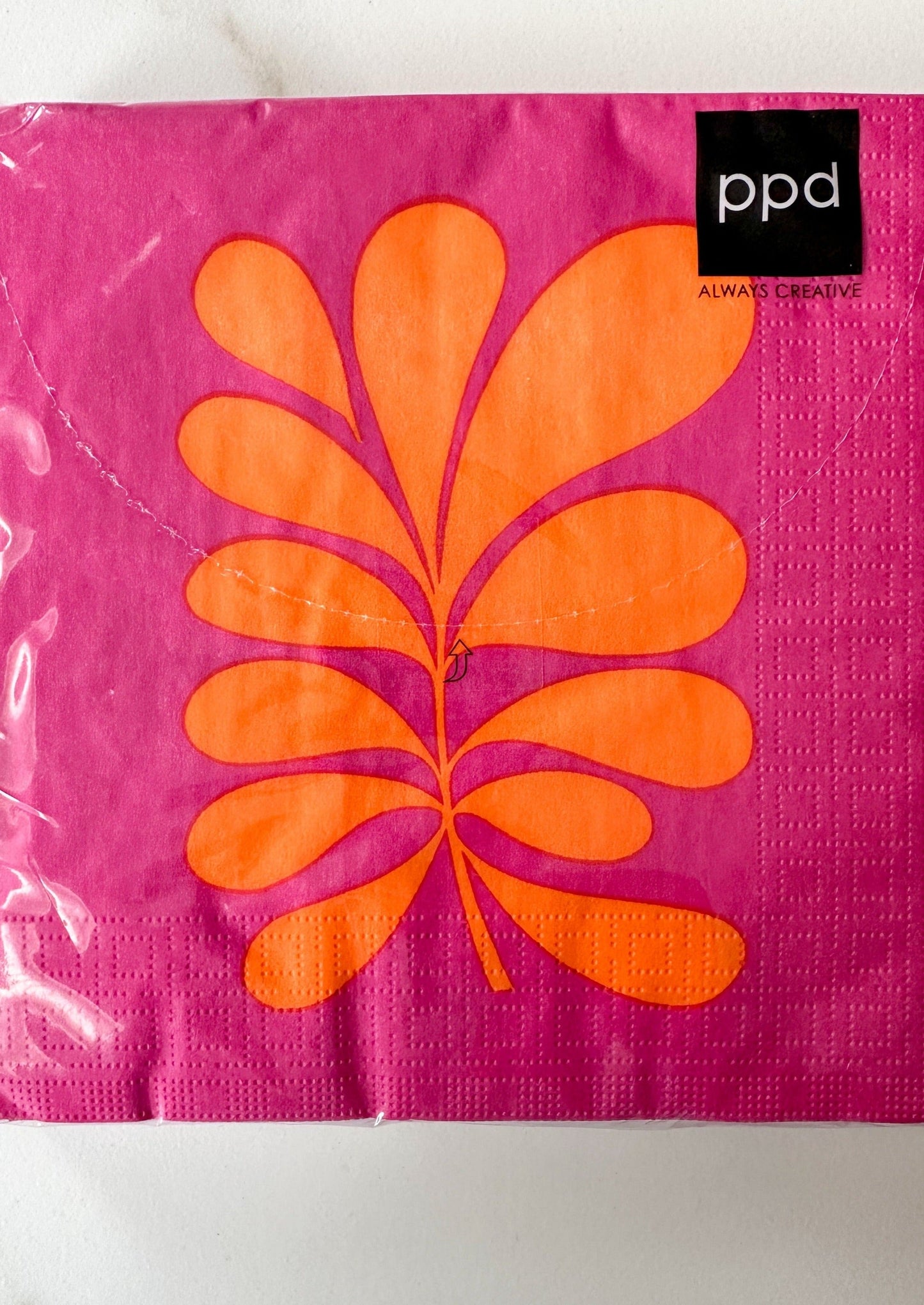 Servetten roze met oranje blad - RUBY Conceptstore