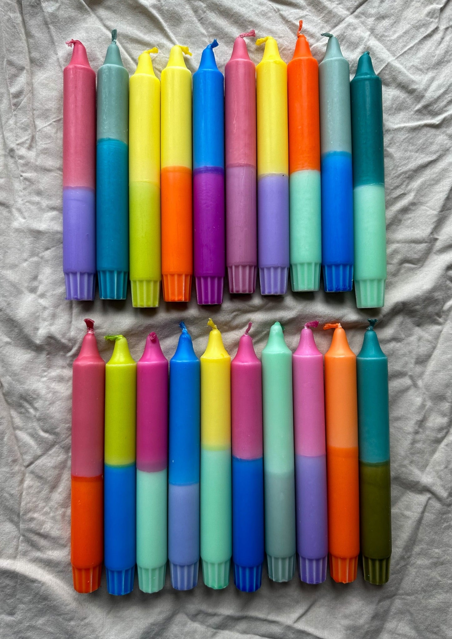 dippy kaarsen kaars dip dye kleur neon