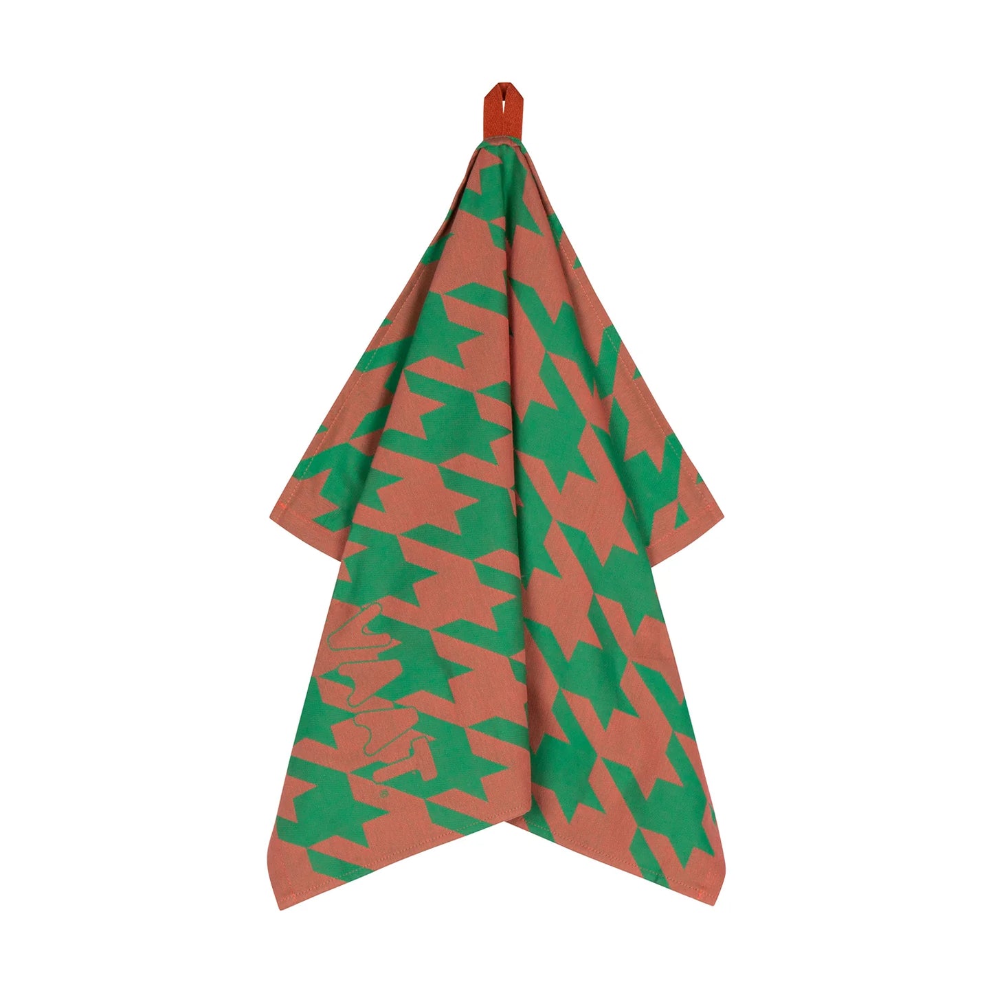 Handdoeken set PIED DE POULE koraal groen - RUBY Conceptstore