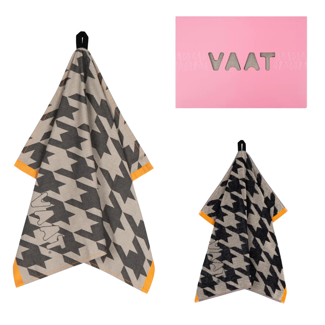 Handdoeken set PIED DE POULE zwart zand - RUBY Conceptstore