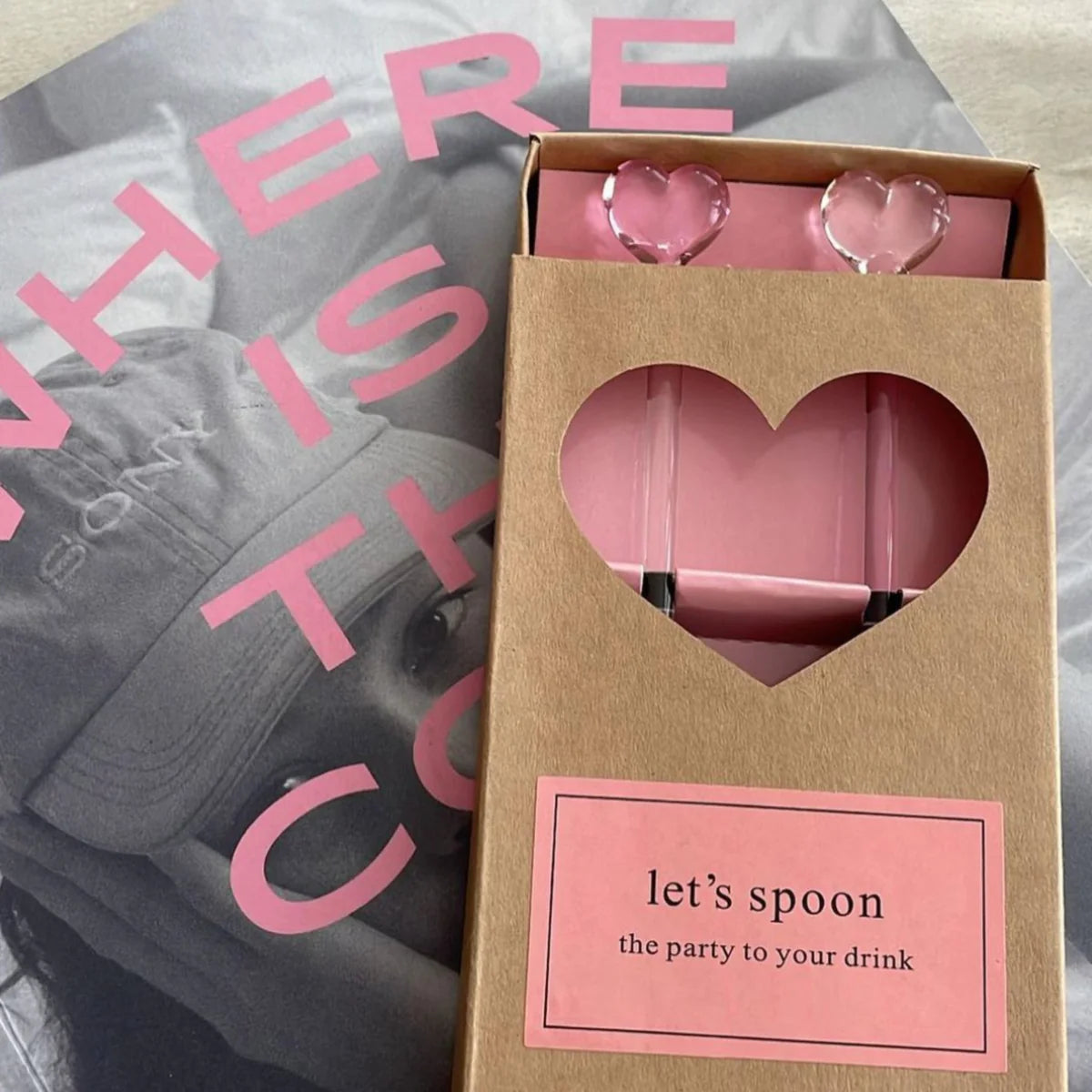 Set van 2 lepeltjes van glas met hartje - RUBY Conceptstore