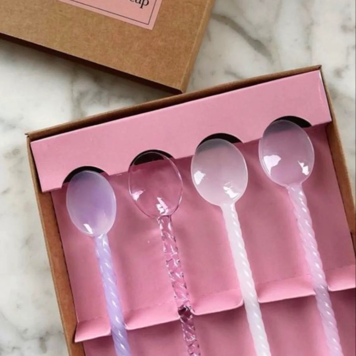 Set van 4 twisted lepeltjes van glas - RUBY Conceptstore