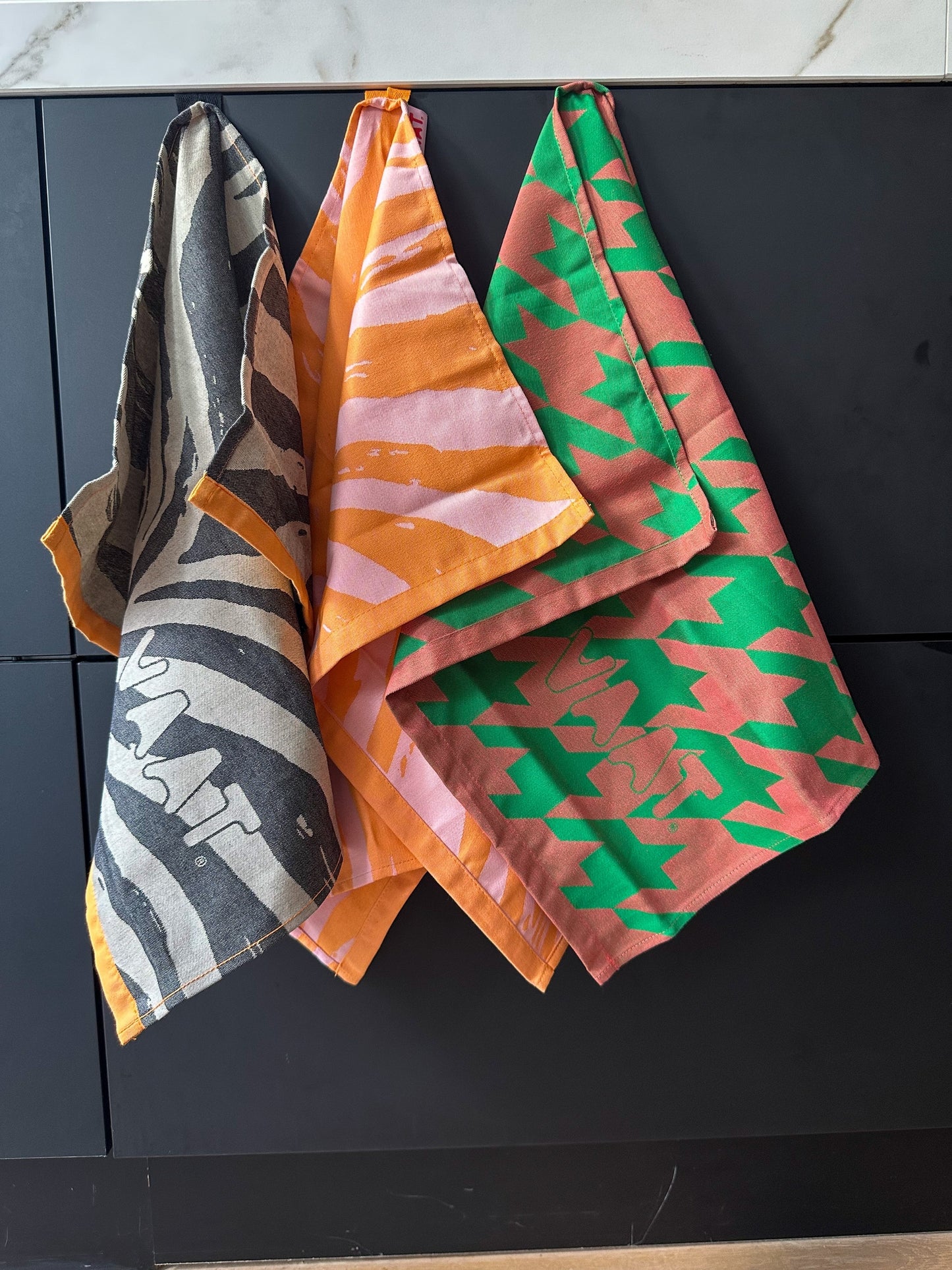 Handdoeken set ZEBRA oranje roze