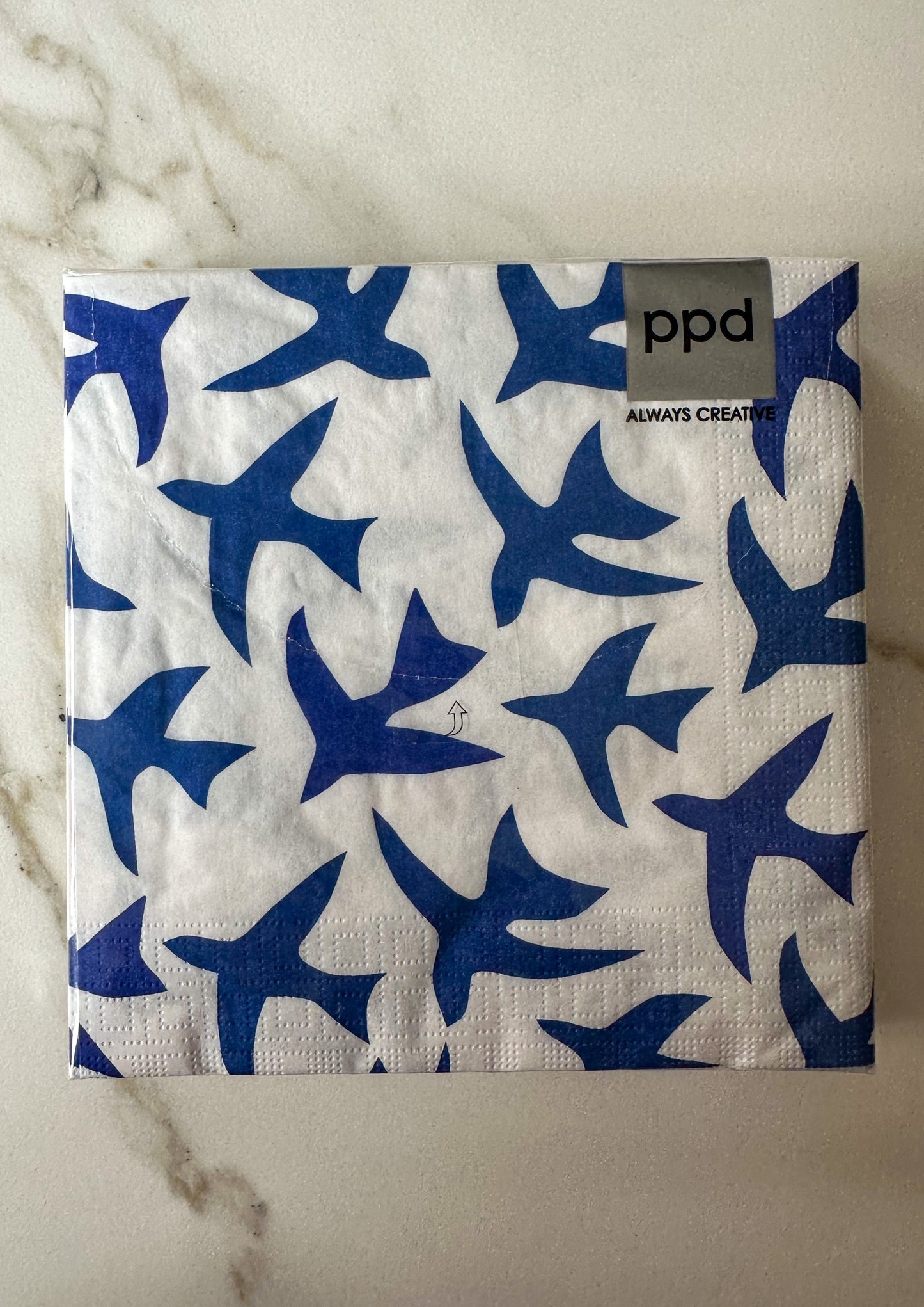 papieren servetten vogels blauw