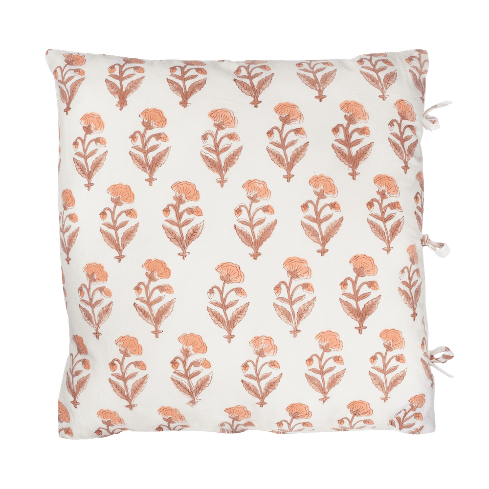 Kussensloop blockprint blush bloem - RUBY Conceptstore