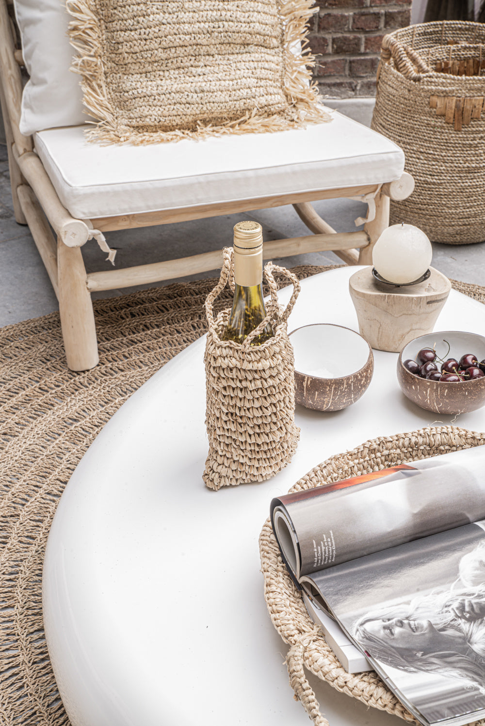 Wijnkoeler raffia - RUBY Conceptstore